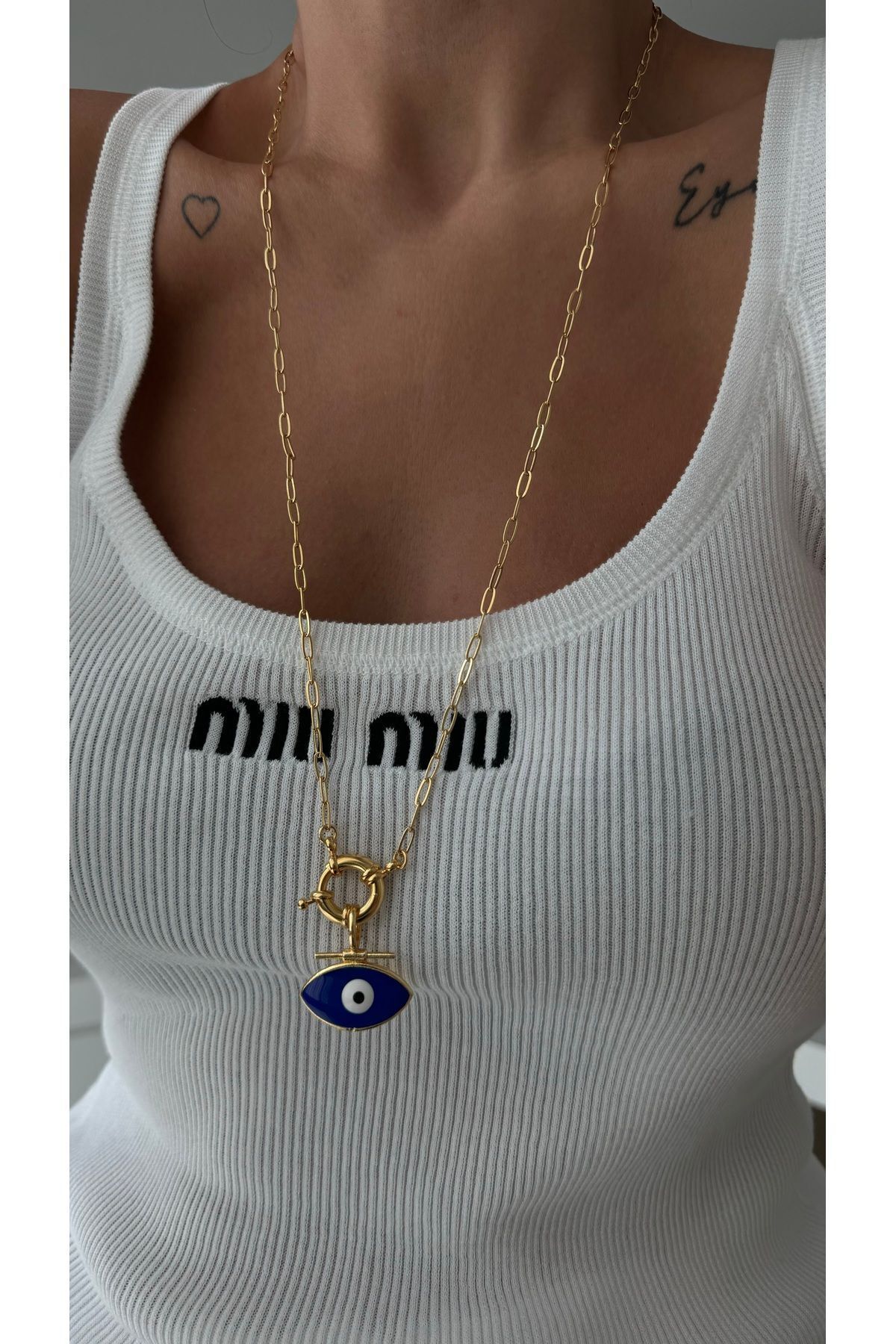 Çelik Halka Kilitli Göz Kolye