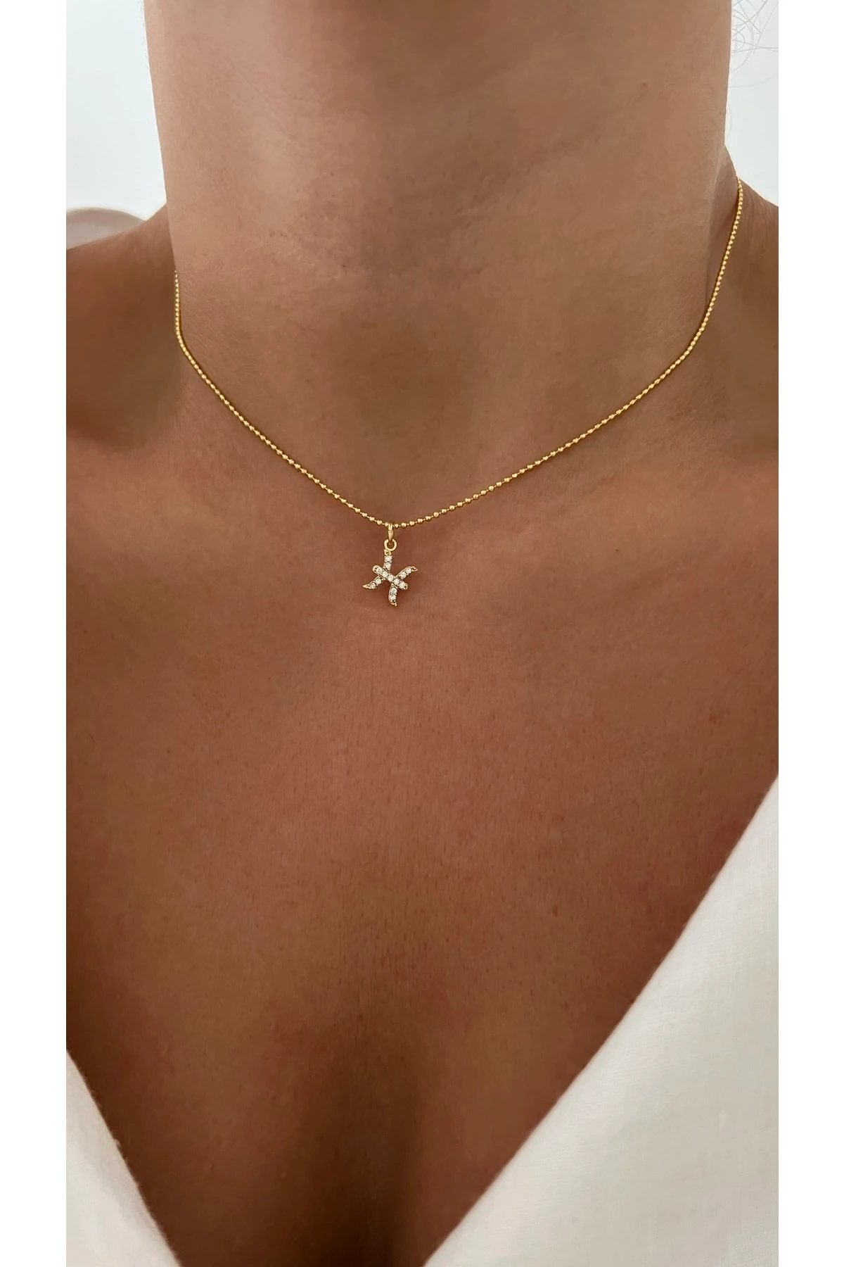 Altın Kaplama Balık Burcu Sembol Kolye