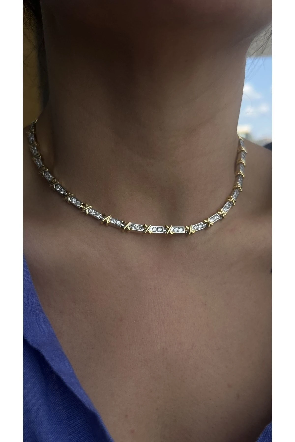 Çelik Tiffany X Kolye