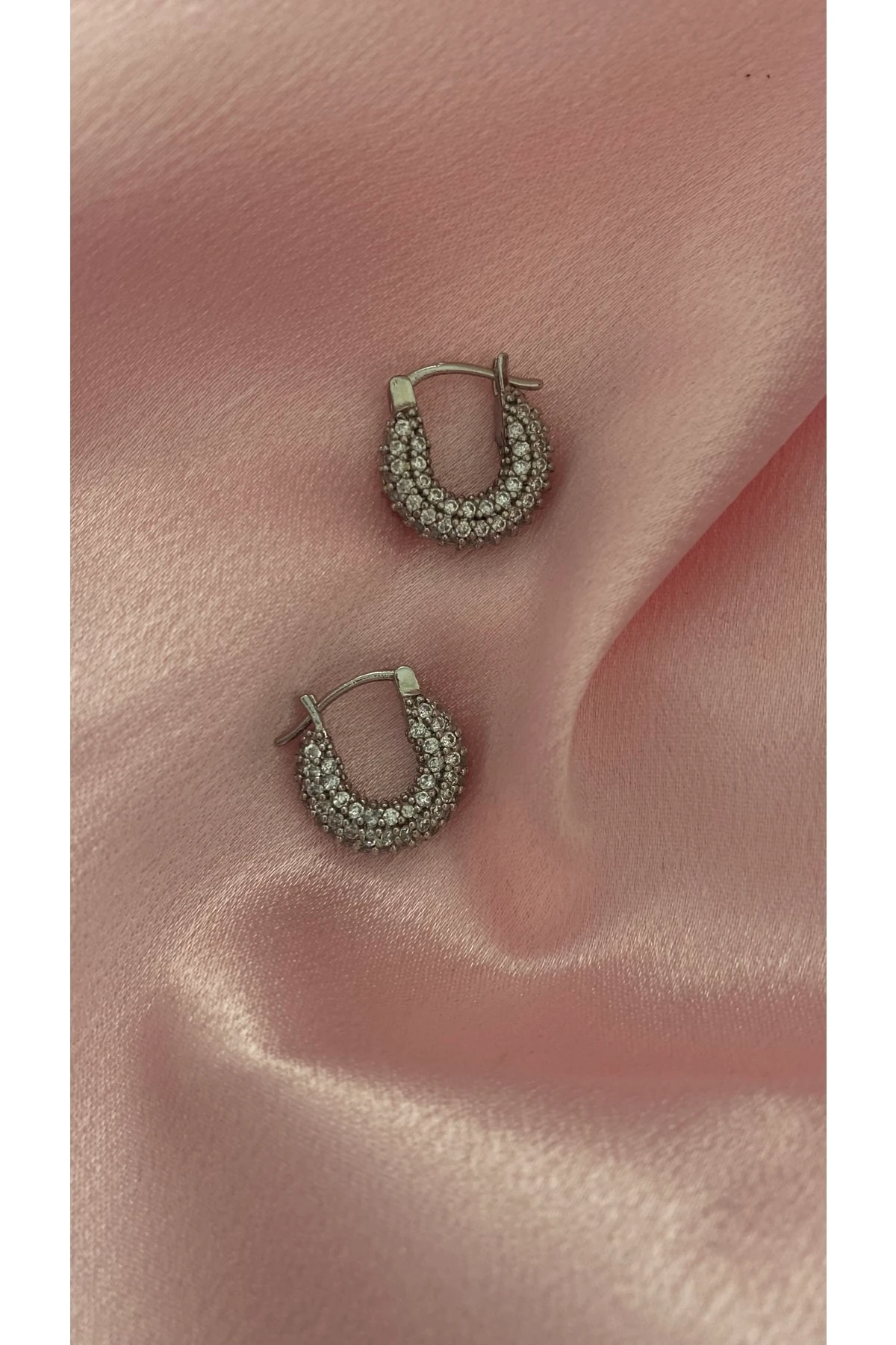 Altın Kaplama Baget Taşlı Halka Küpe