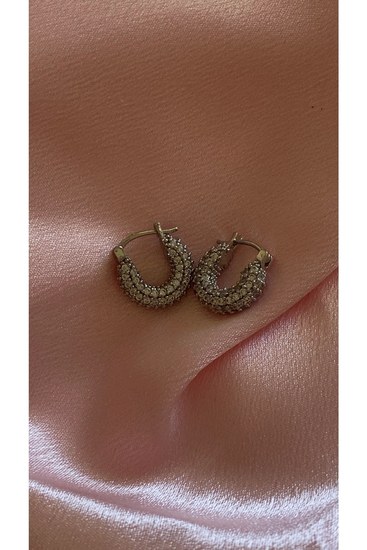 Altın Kaplama Baget Taşlı Halka Küpe