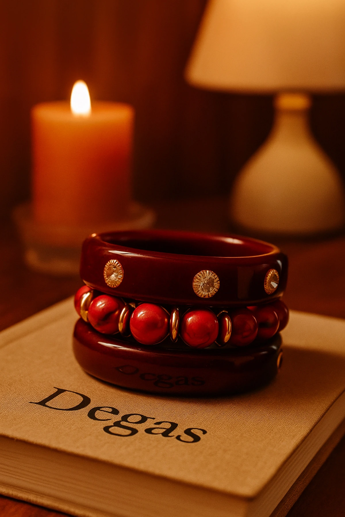 Kemik Bordo 3lü Bileklik Seti no:2