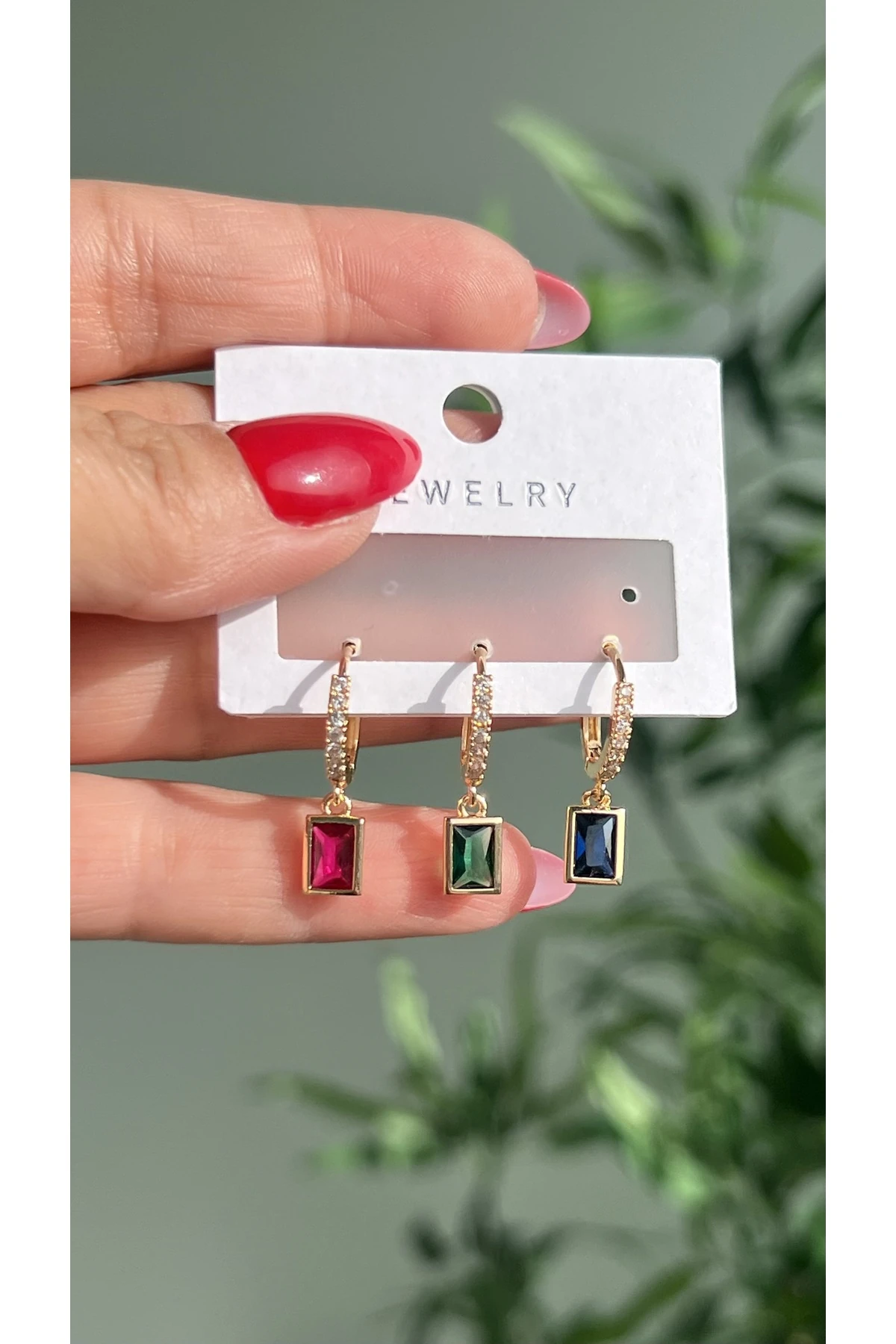 Çelik Renkli 3’lü Küpe Seti