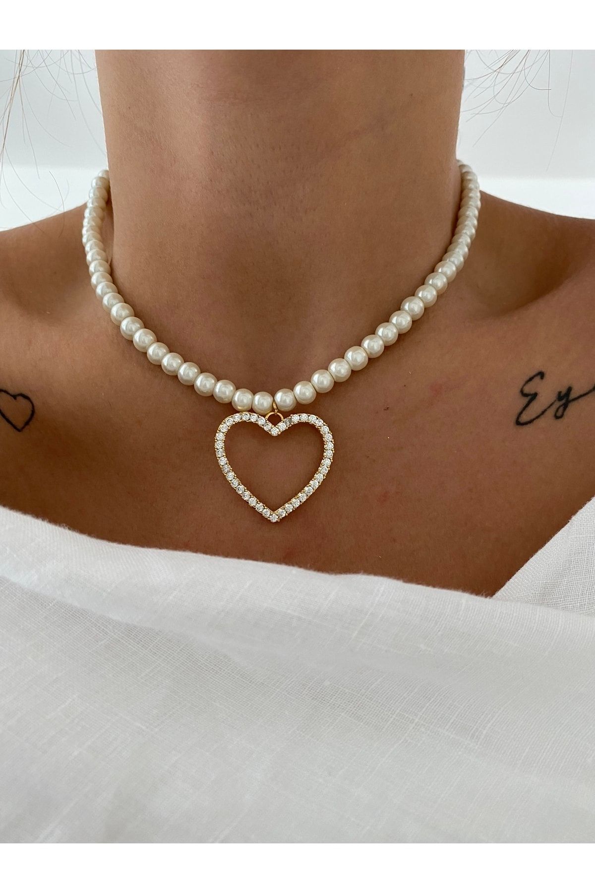 Big Heart İnci Kolye