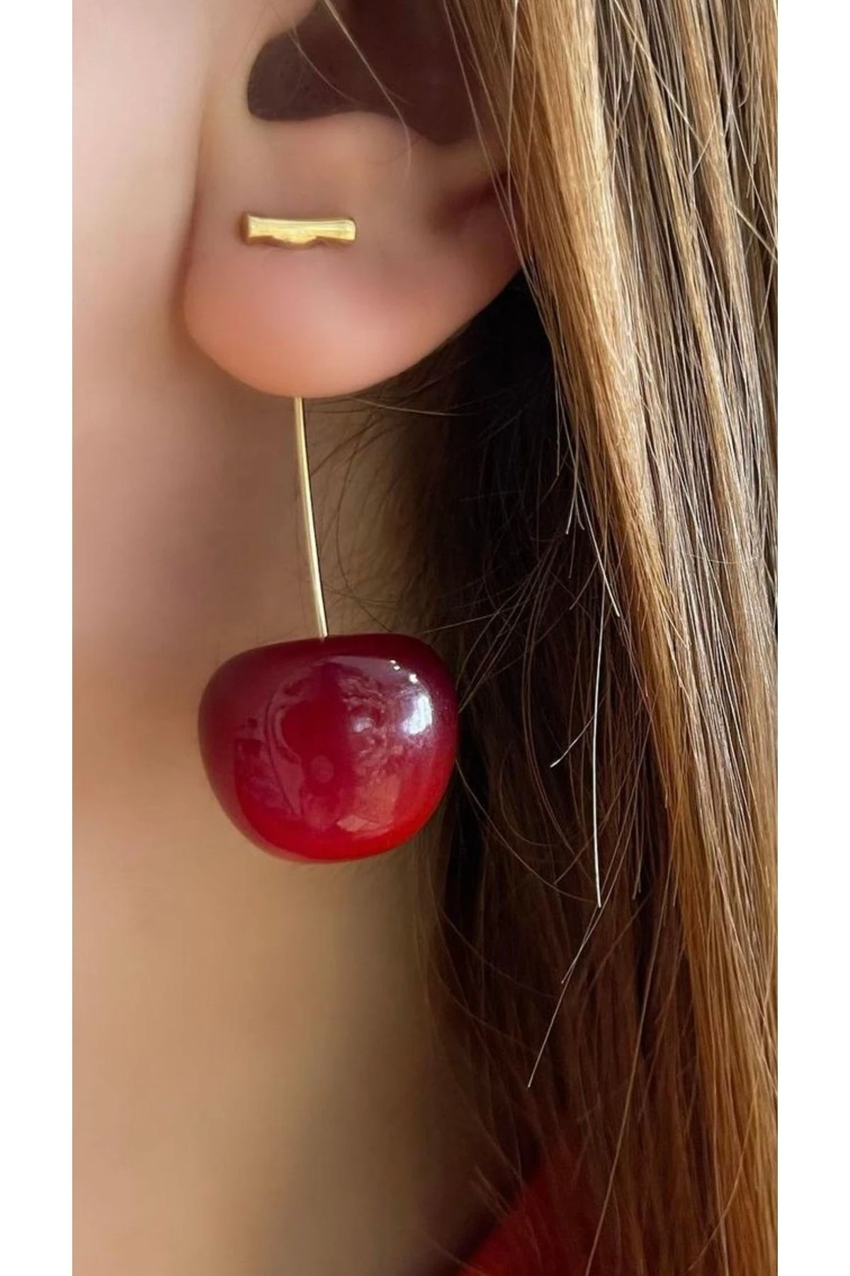 Gerçek Görünümlü Kiraz Küpe