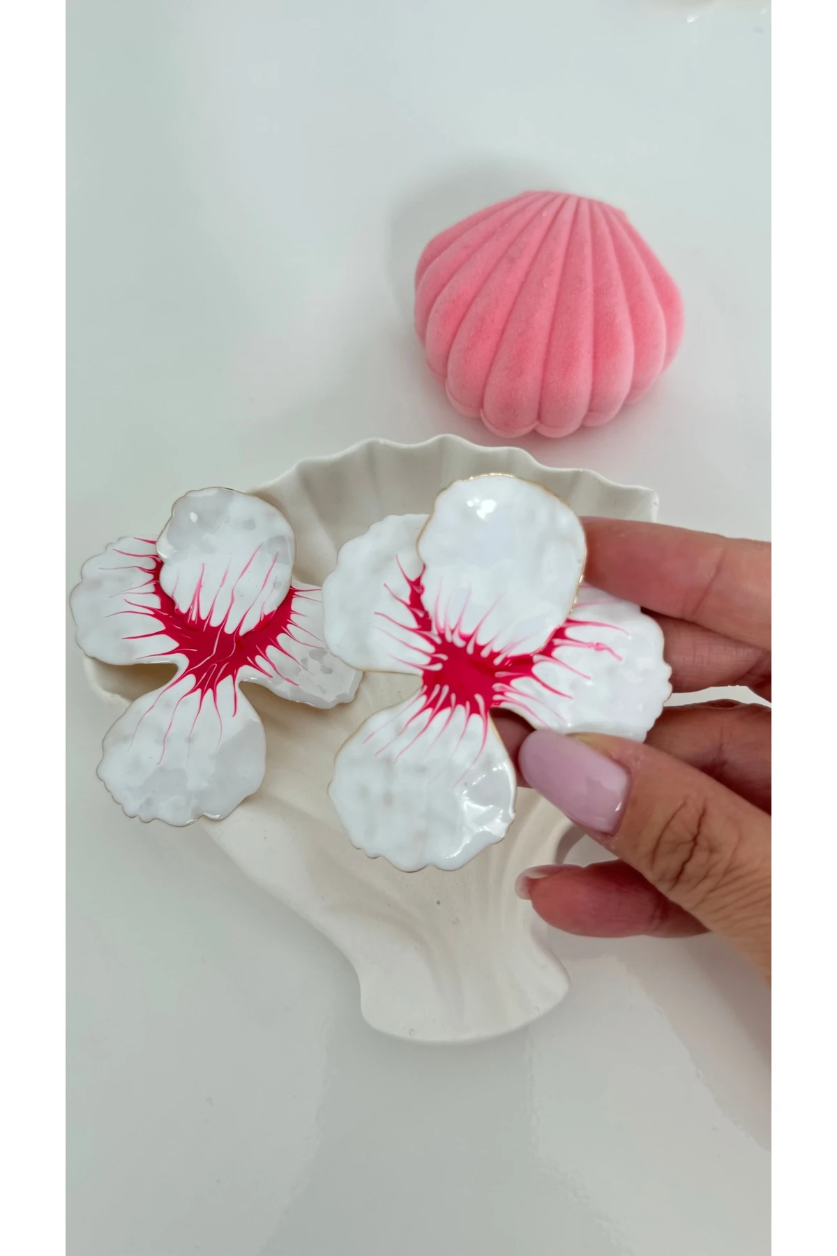 Seramik Orkide Küpe