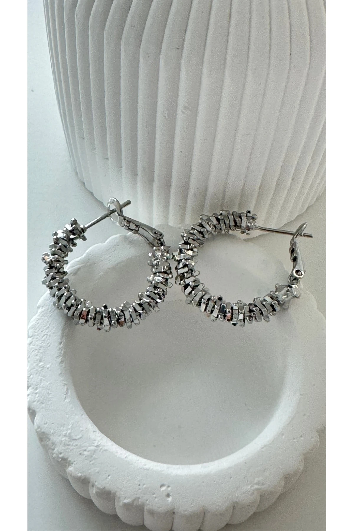 Çelik Silver Tırtıklı Küpe