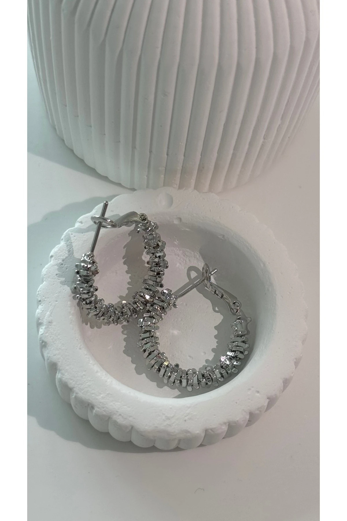 Çelik Silver Tırtıklı Küpe