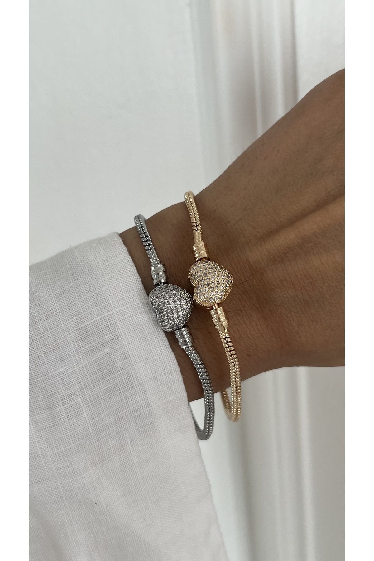 Çelik Silver Kalp Bileklik