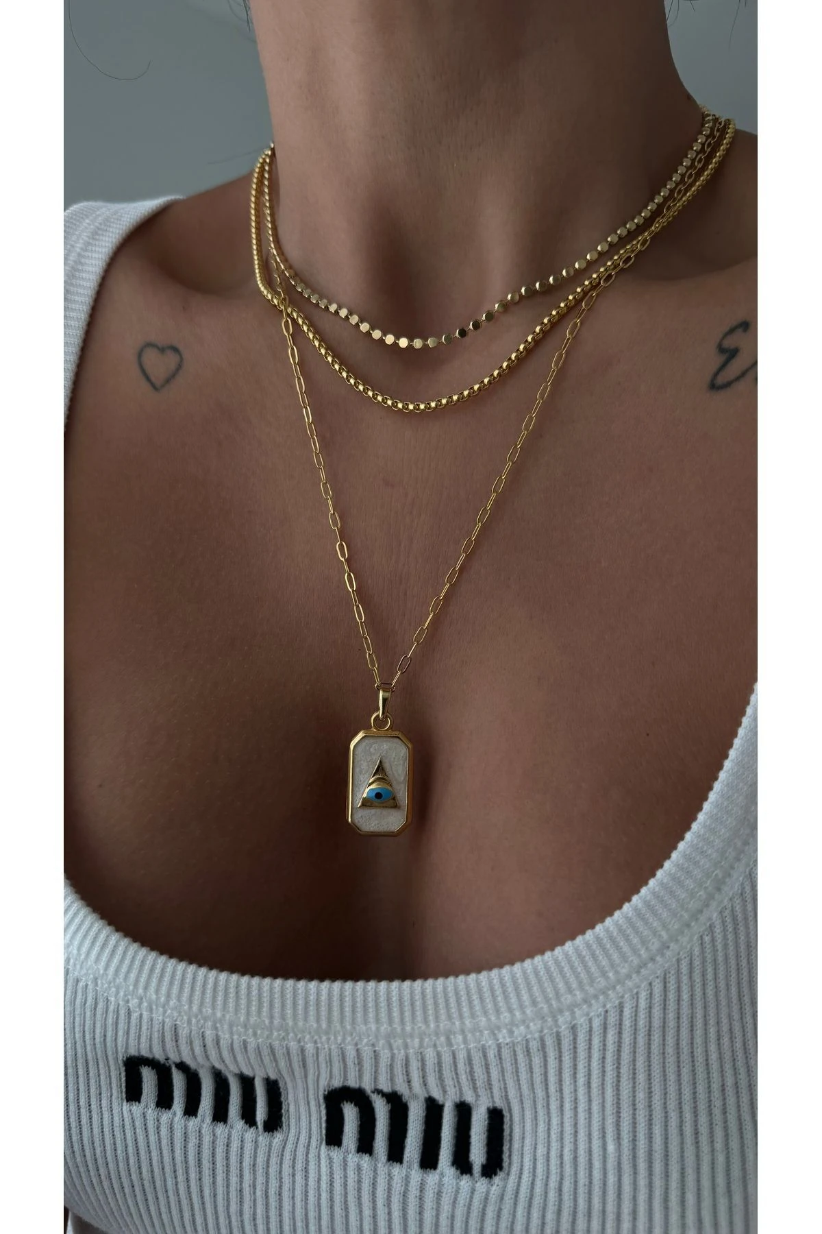 Çelik Evil Eye Kolye