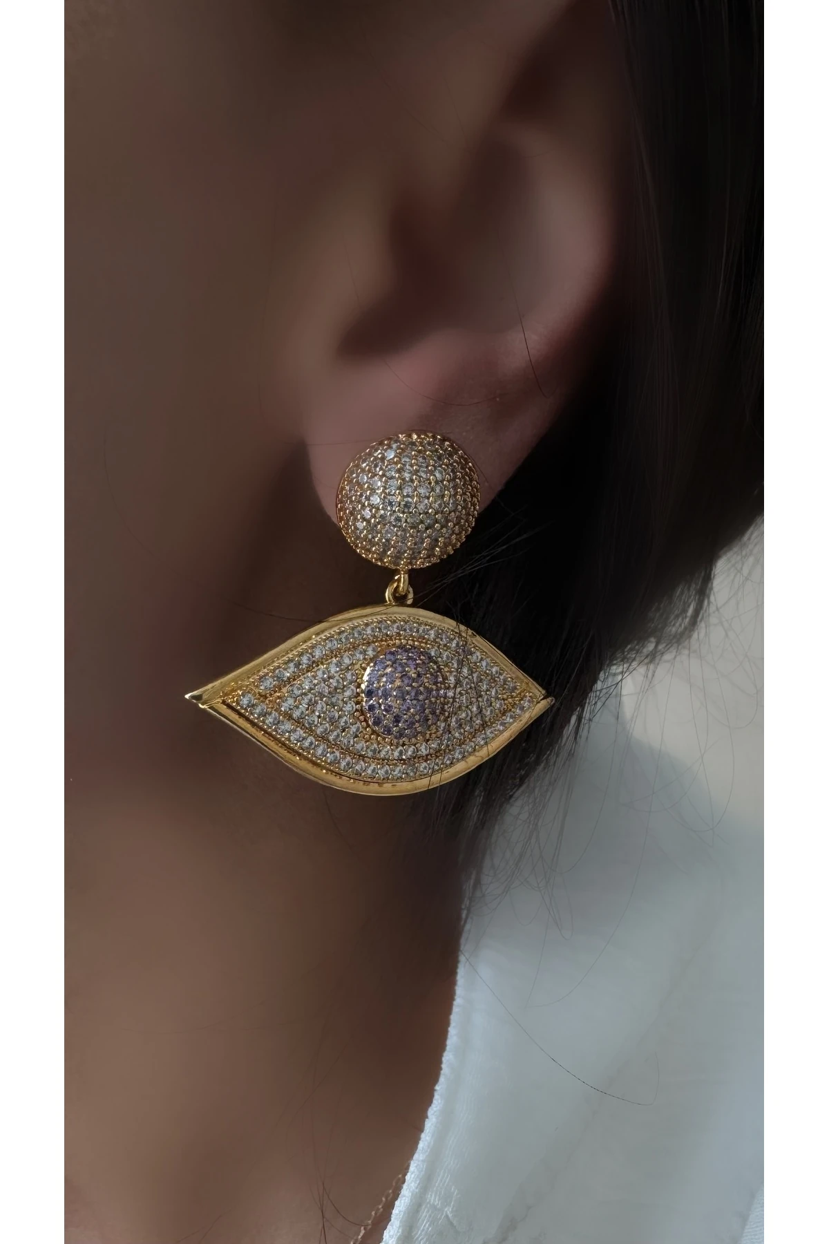 Özel Tasarım Purple Eye Küpe