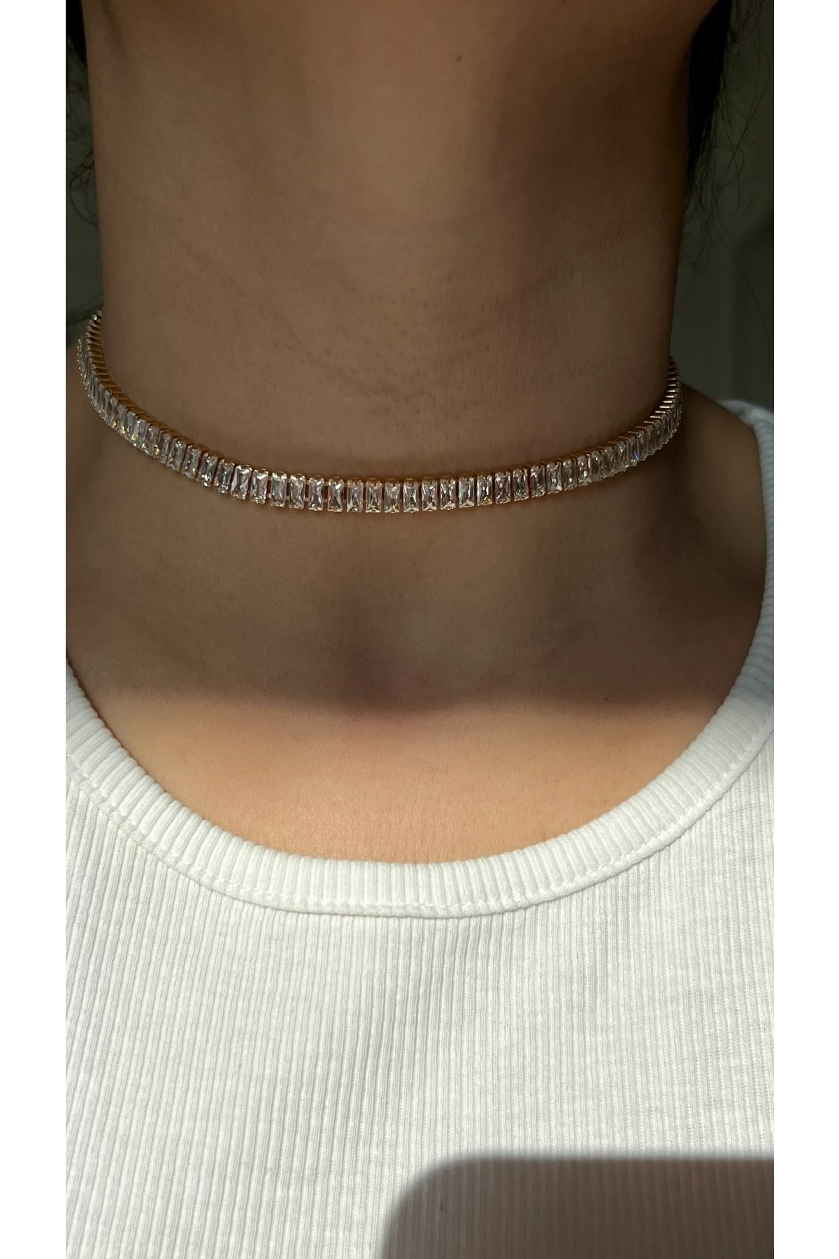 Altın Kaplama Baget Taşlı Choker