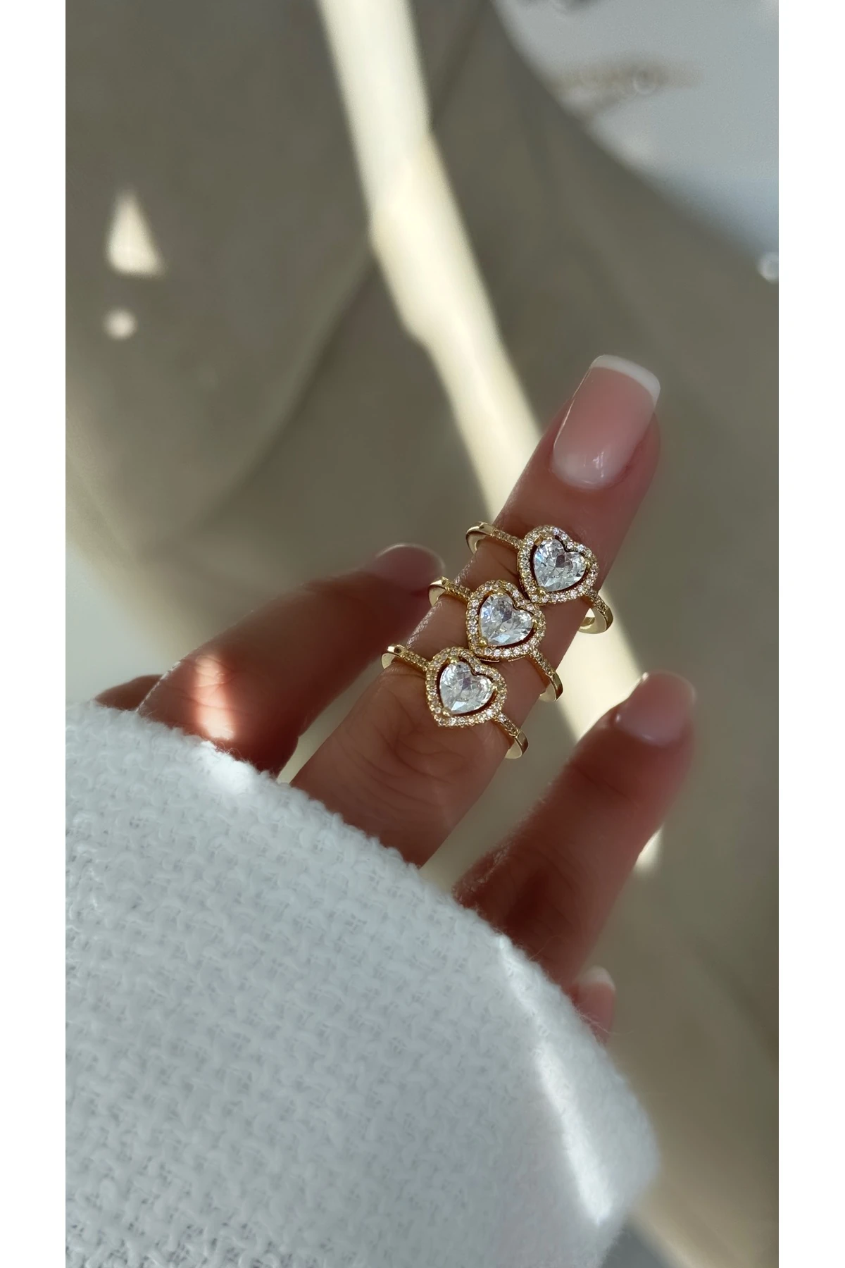 Çelik Gold Kalp Yüzük