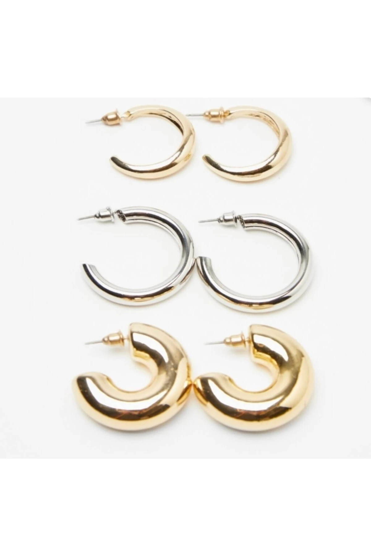 3’lü Kalın Halka Küpe Seti