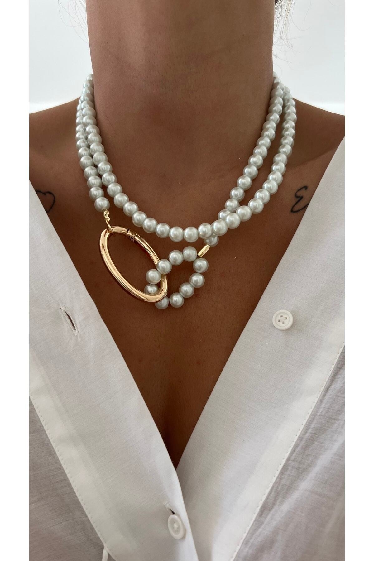 Halka Kelepçeli Inci Kolye