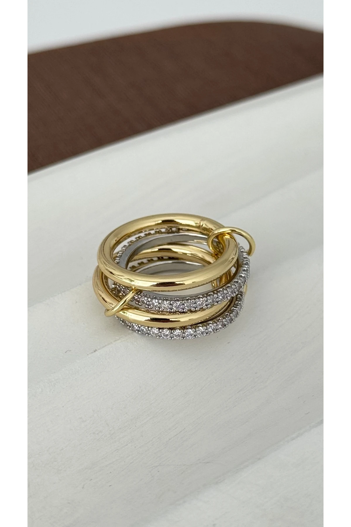 Çelik 4lü Taşlı Yüzük