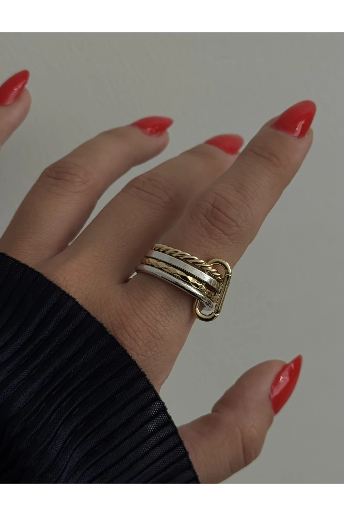 Çelik İthal Çift Renk 4lü Yüzük