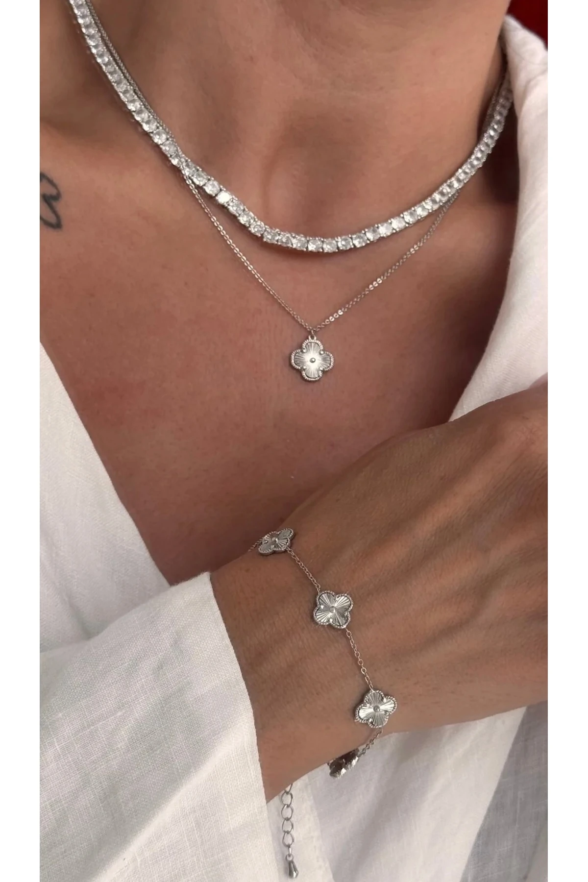 Kuyumcu Model Gümüş Yonca Bileklik