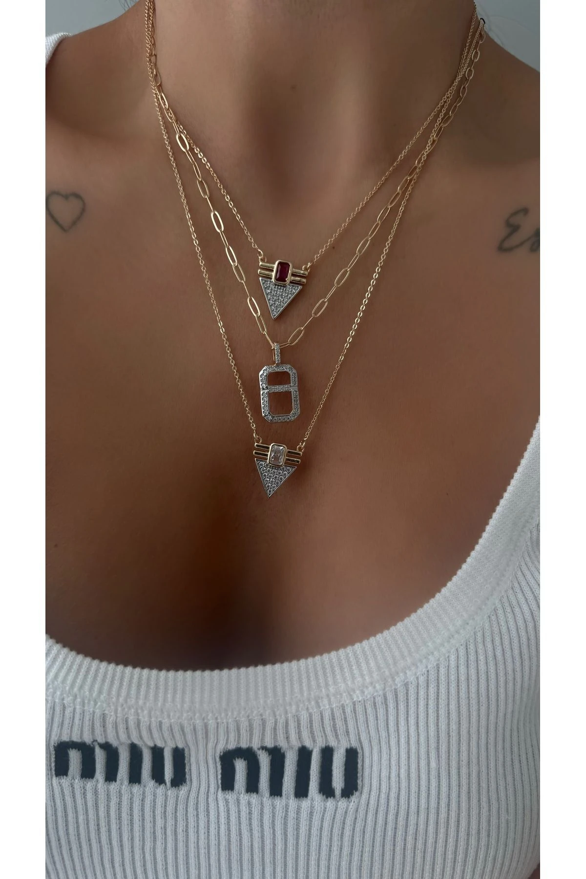 Çelik Monogram Kolye