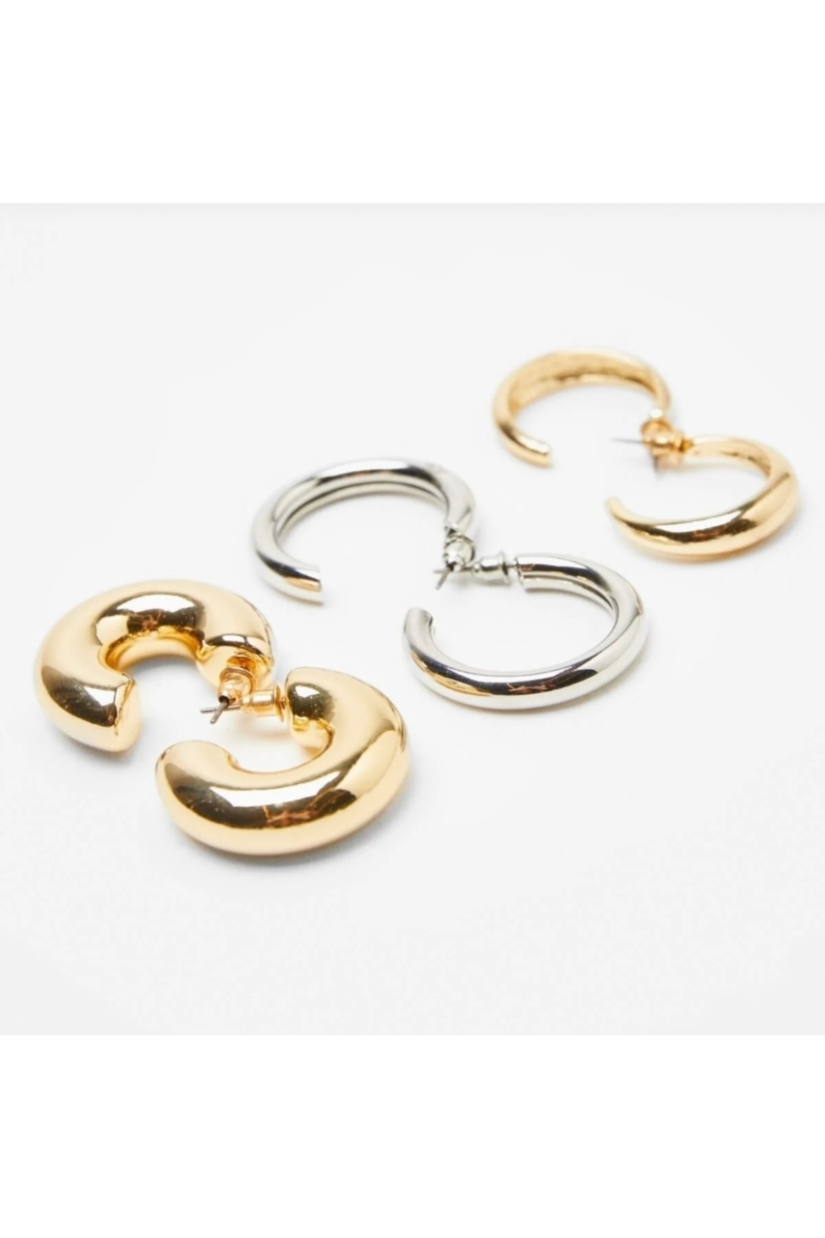 3’lü Kalın Halka Küpe Seti