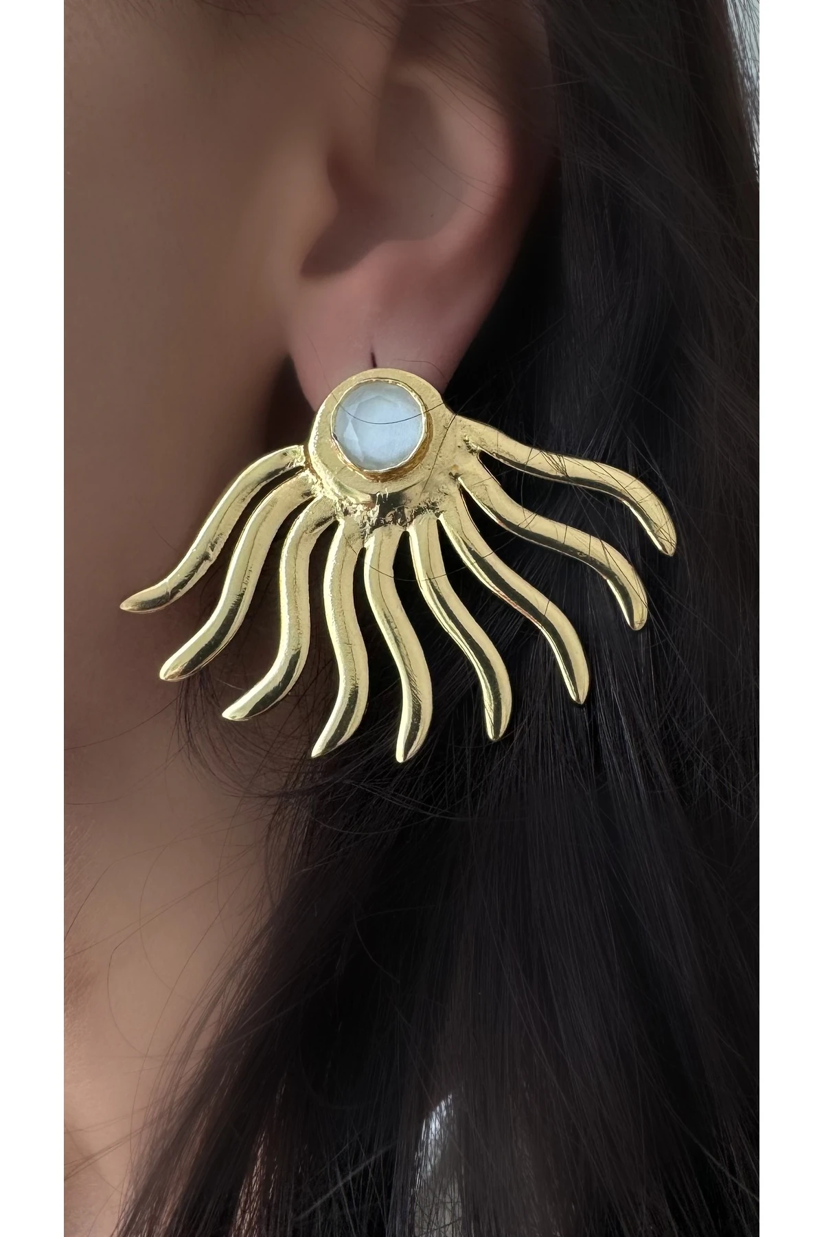 Özel Tasarım Kuvars Taşlı Küpe