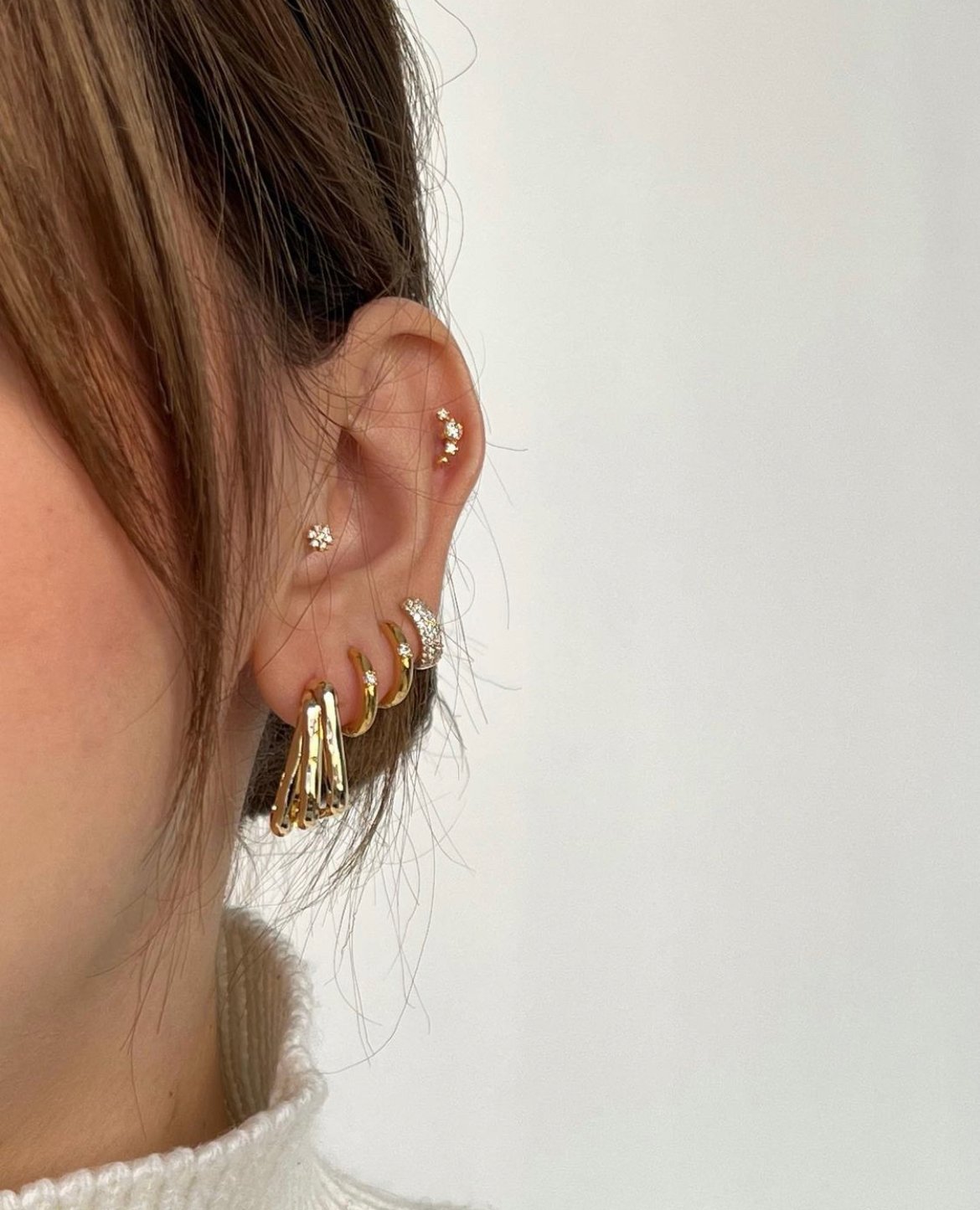 Zirkon Taşlı Gold Rengi Piercing