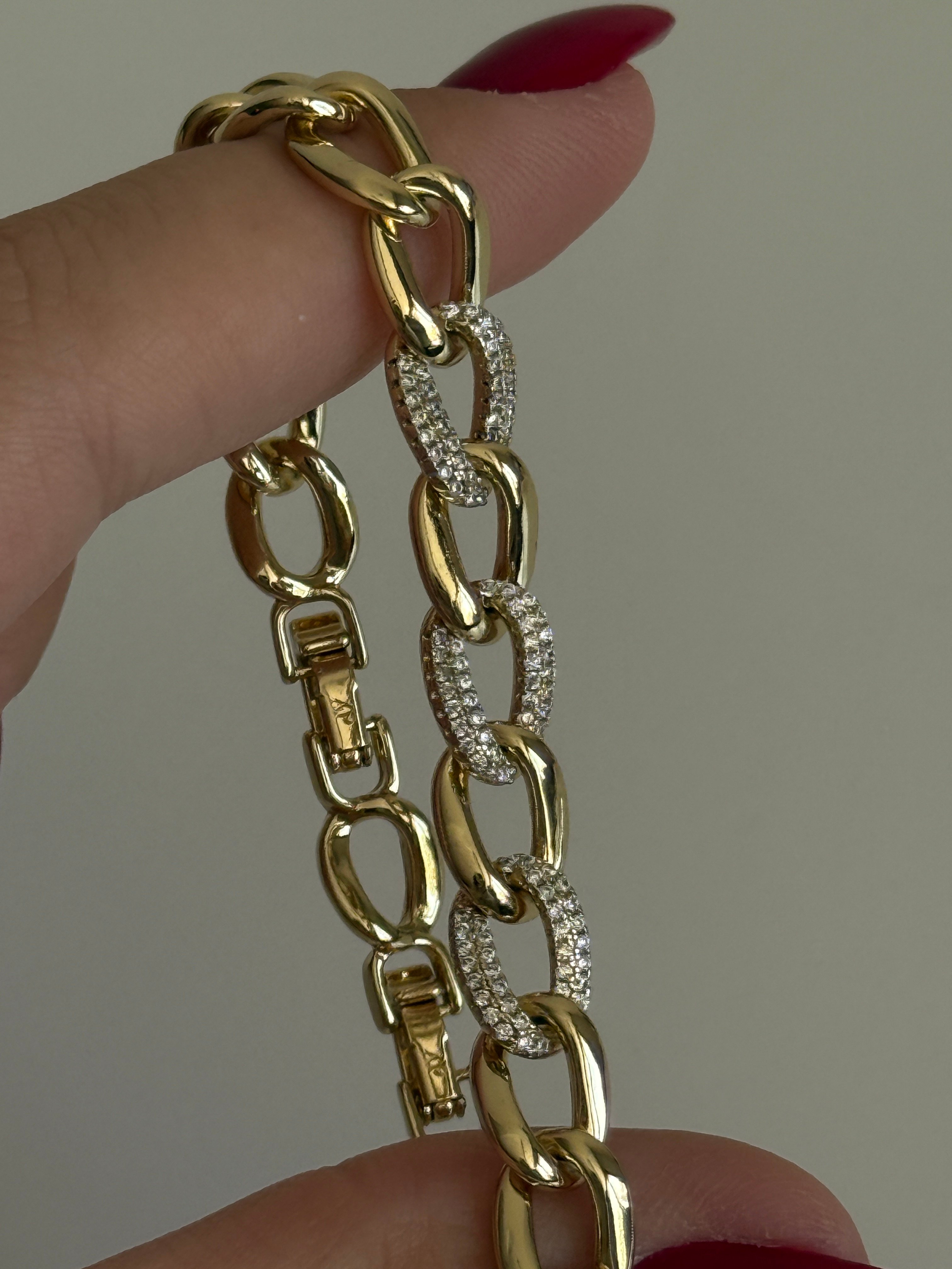 Gold Rengi Zirkon Taşlı İç İçe Yuvarlak Xupıng Kadın Bileklik