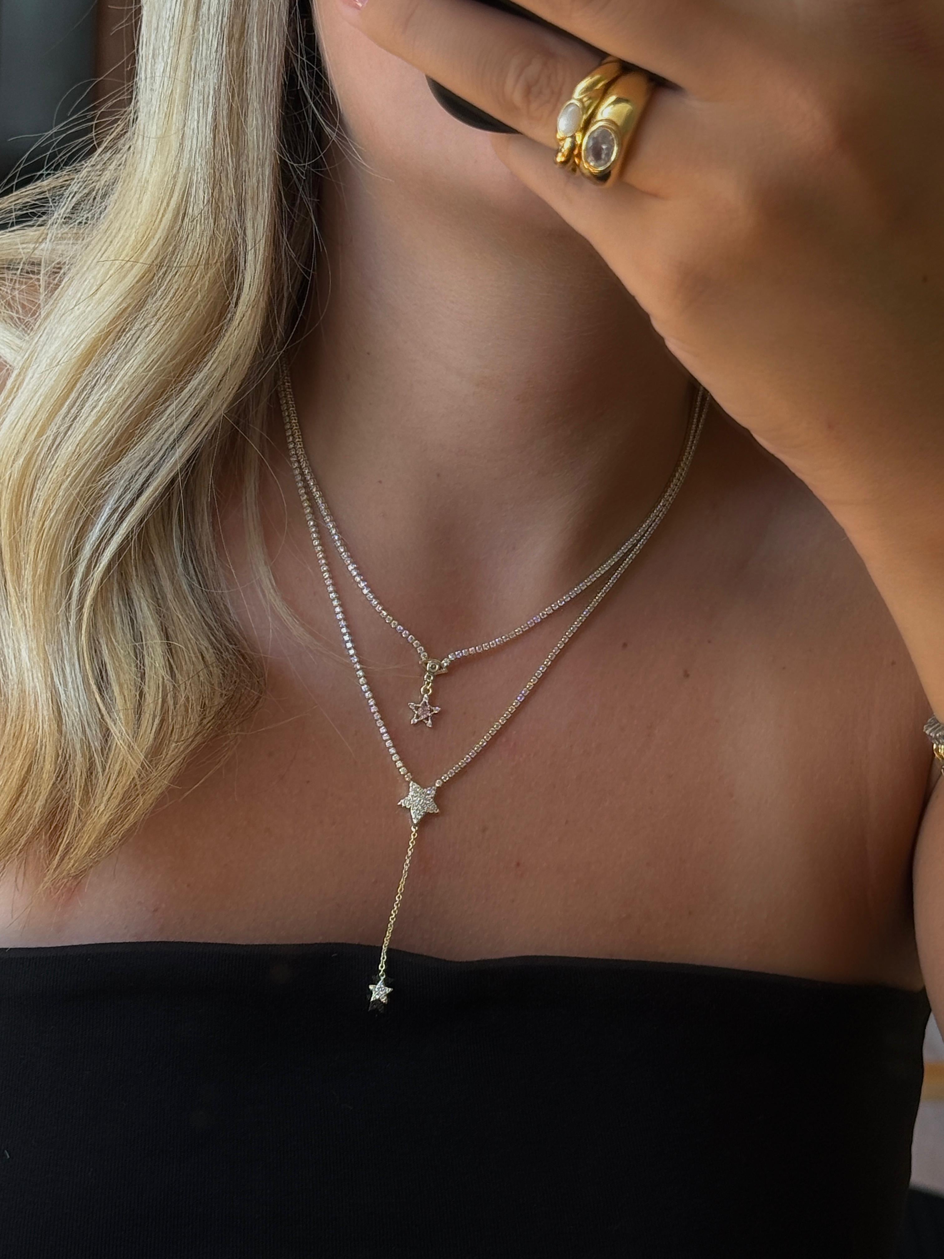 Gold Rengi Zirkon Taşlı Yıldız Model Kadın Y Kolye