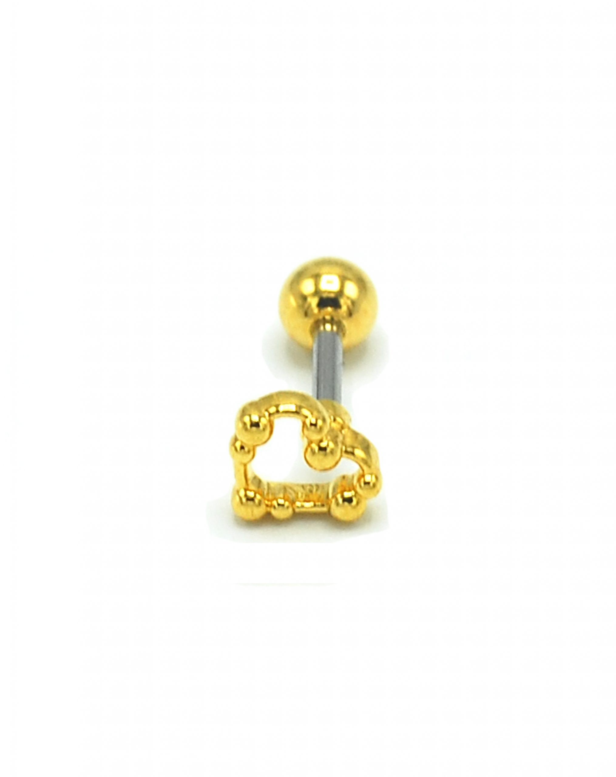 Top Detaylı Gold Rengi Kalp Piercing