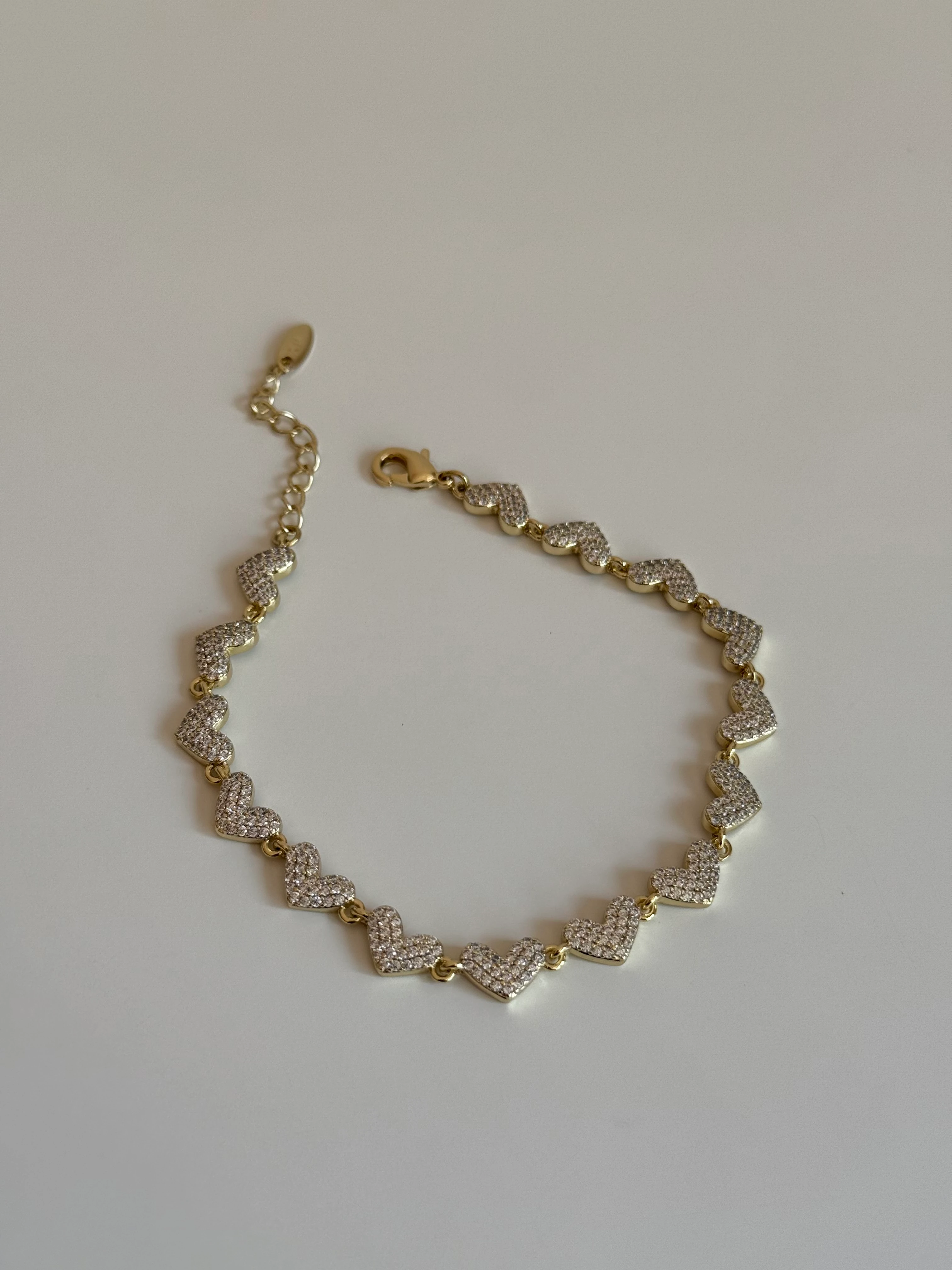 Gold Rengi Sıralı Kalp Model Xupıng Kadın Bileklik