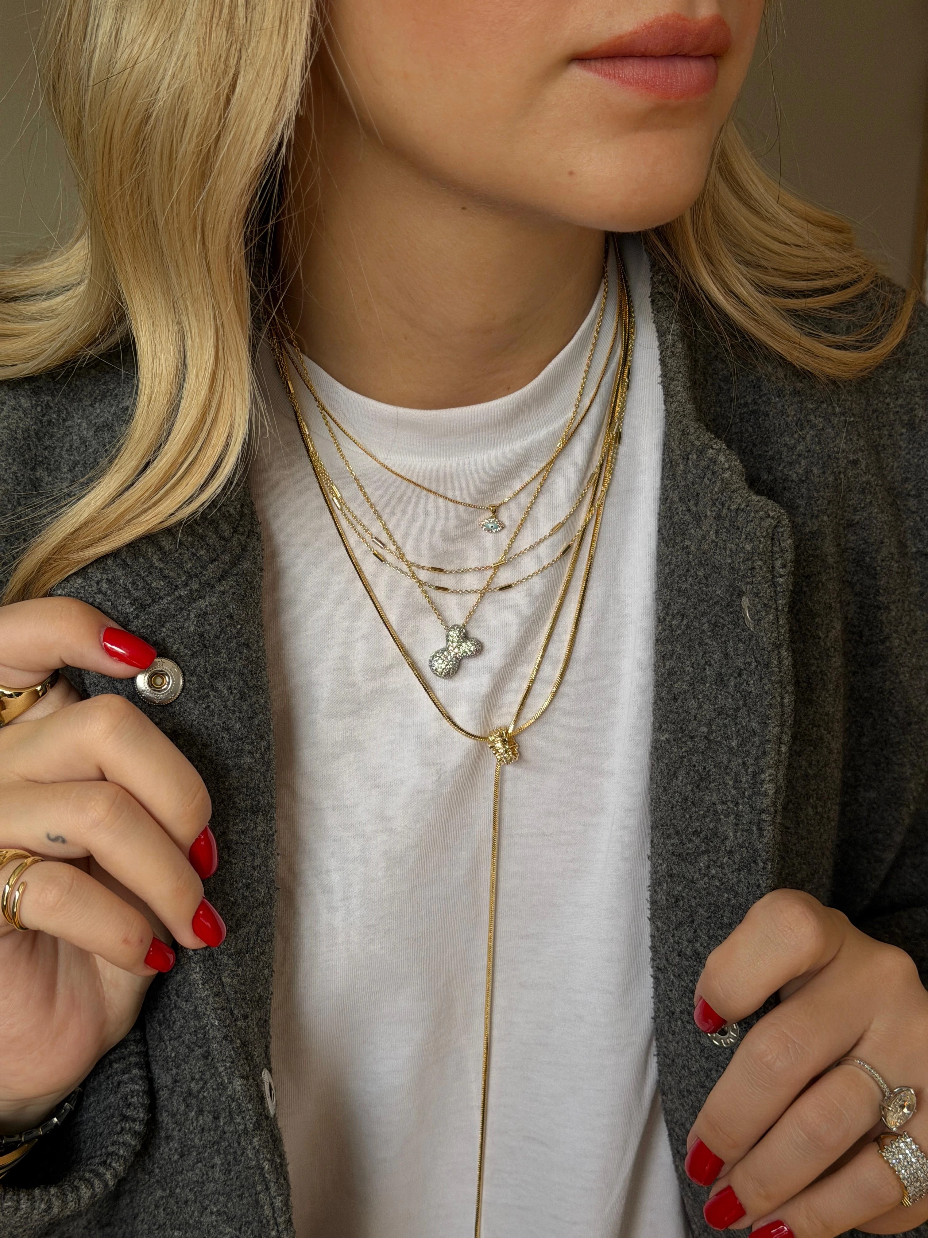 Gold Rengi Zirkon Taş Detaylı Kadın Kolye