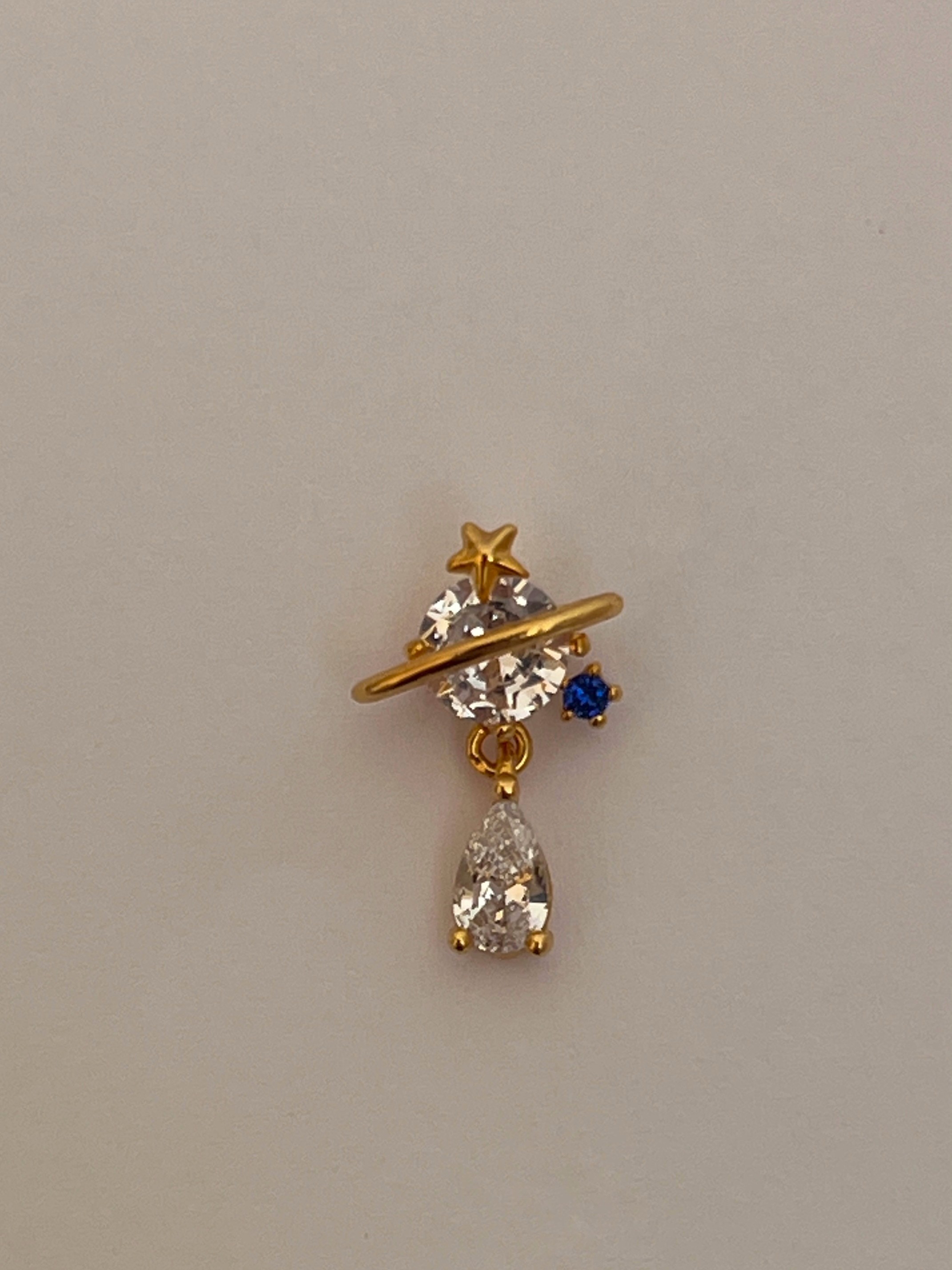 Gold Rengi Damla Zirkon Taş Sallantılı Kadın Piercing