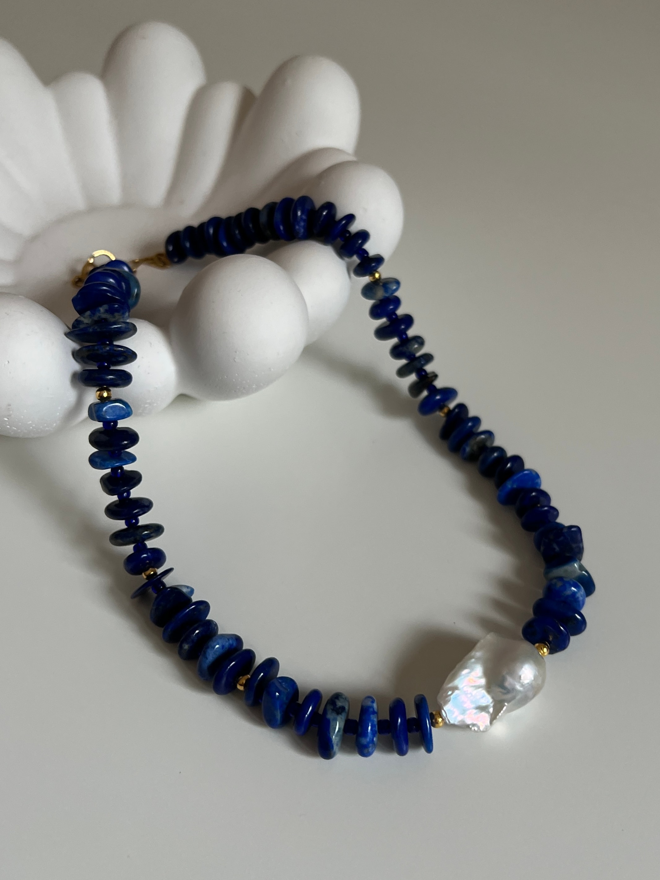 Arche Collection Lapis Lazuli&Barok İnci Taşlı (NAIA) Kadın Kolye