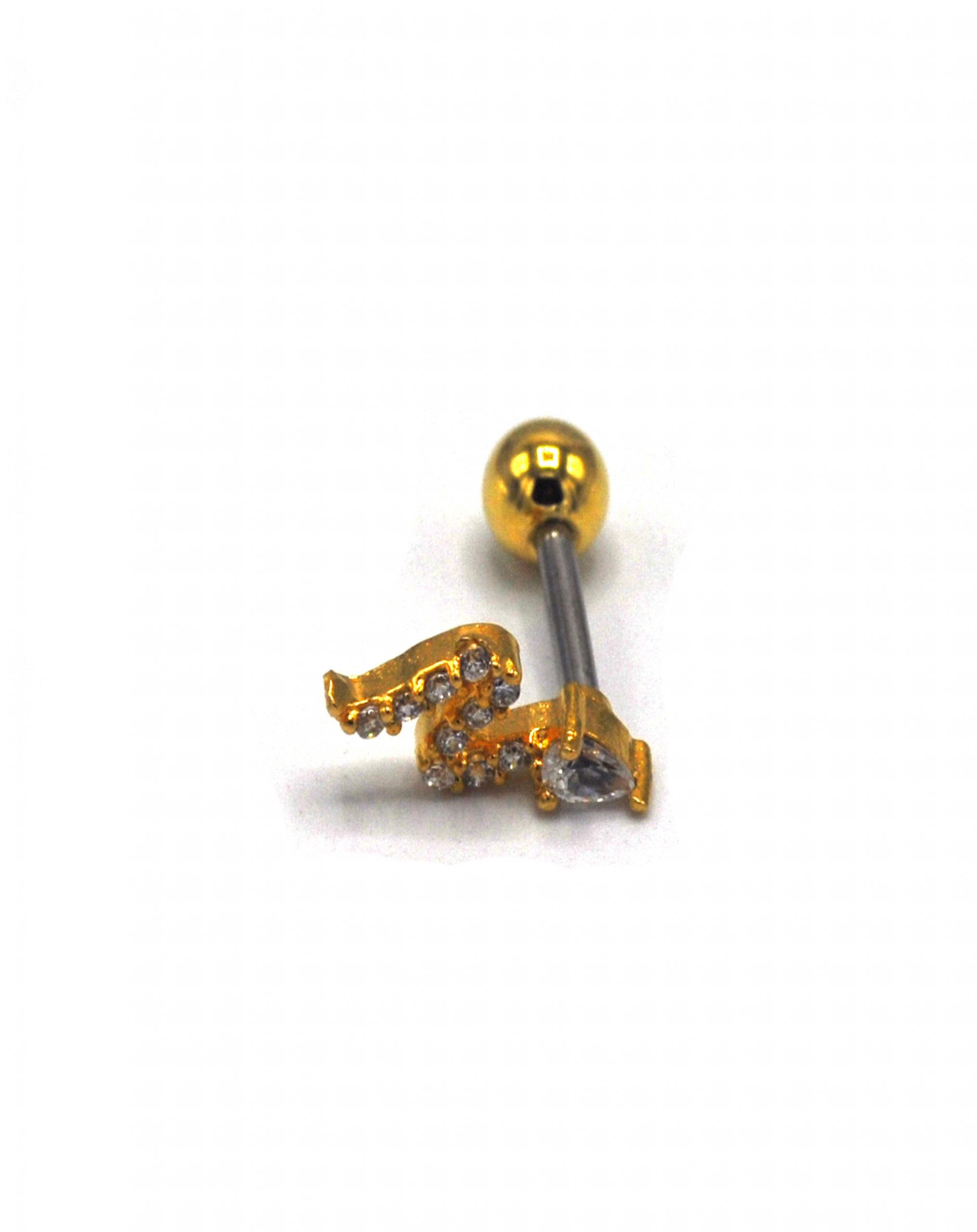 Zirkon Taşlı Gold Rengi Piercing