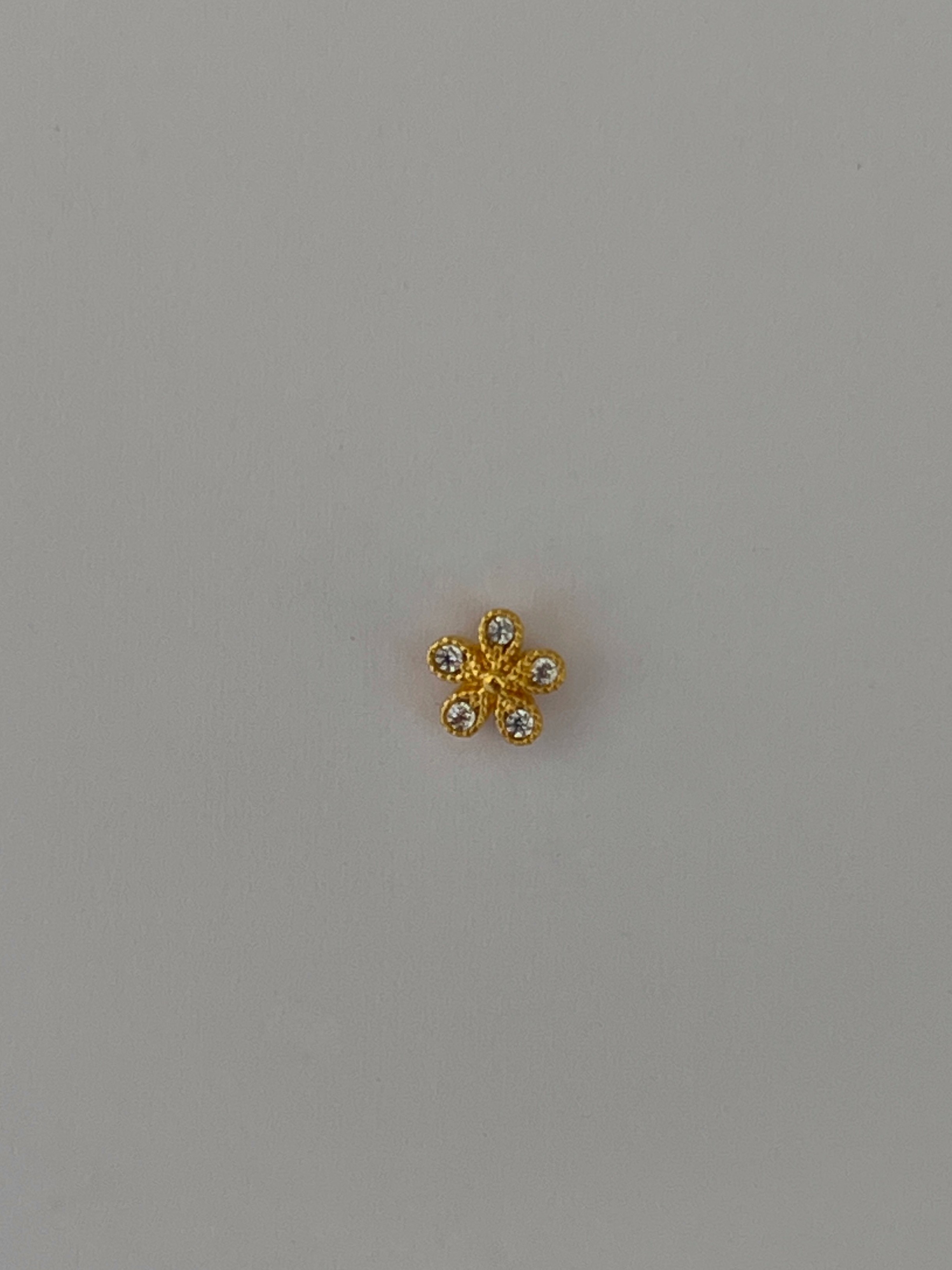 Zirkon Taş Detaylı Çiçek Figürlü Kadın Piercing