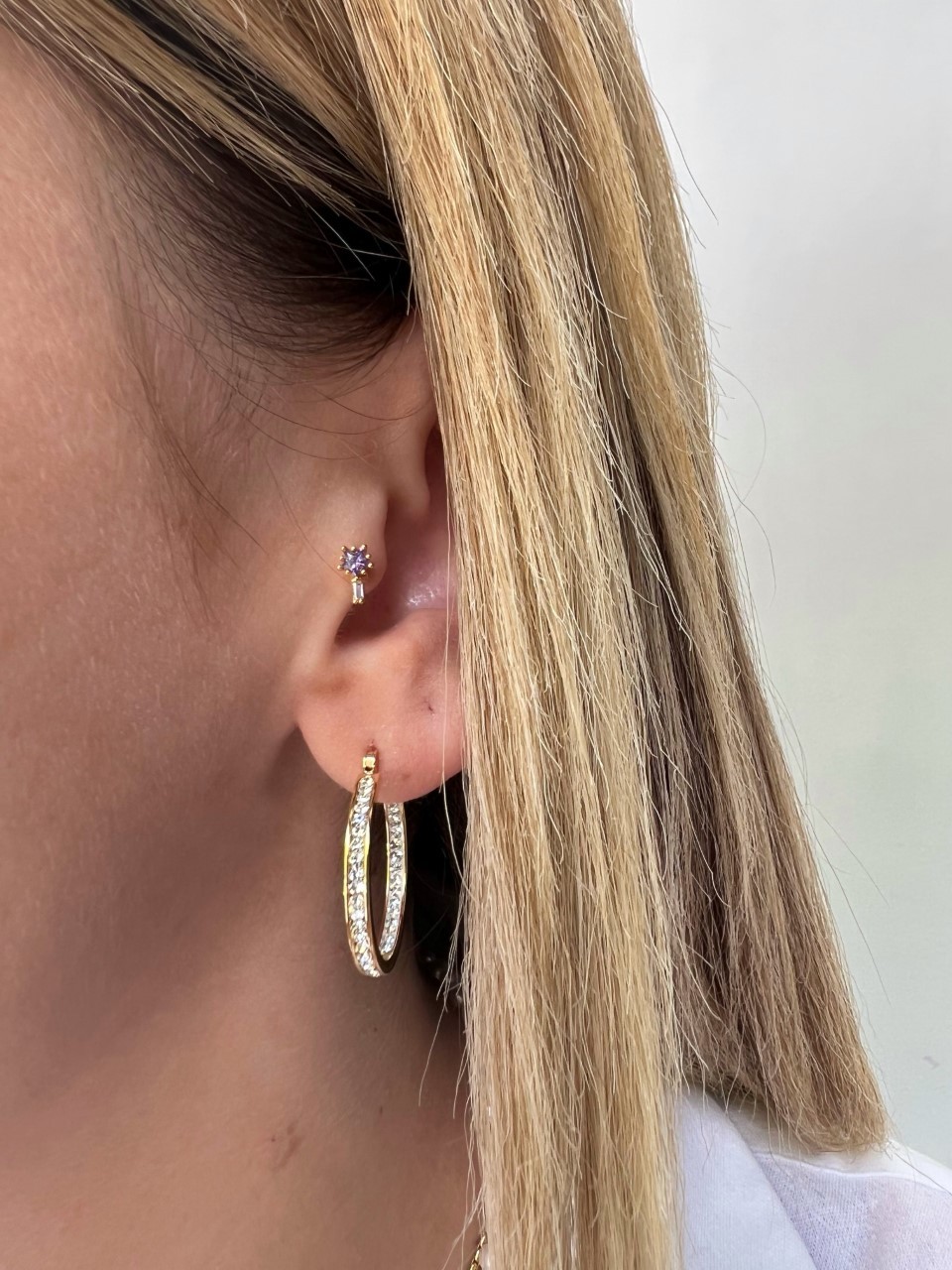 Zirkon Taşlı Gold Renk Piercing