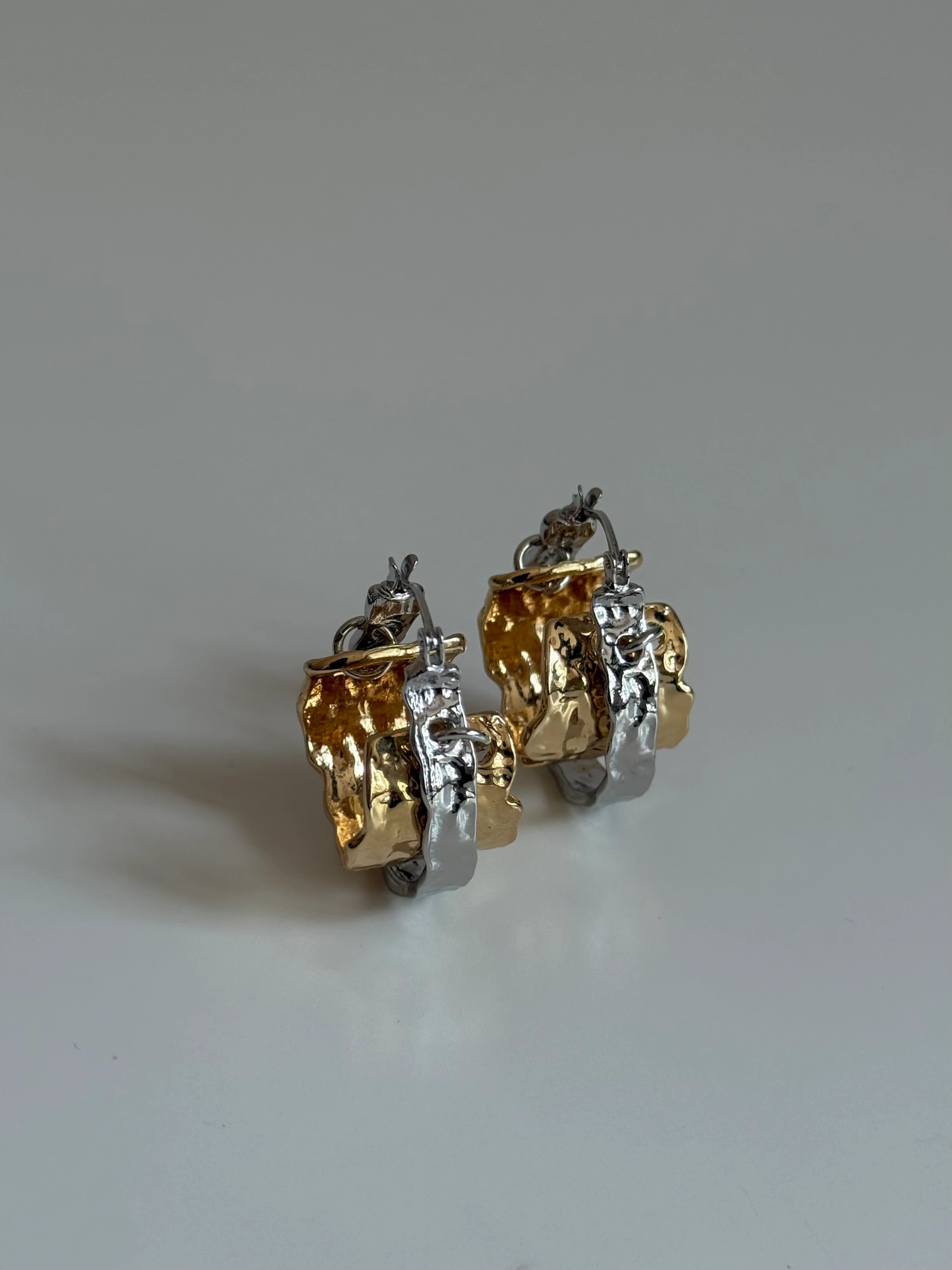 Mix Renk Çift Halka Ezme Kadın Küpe