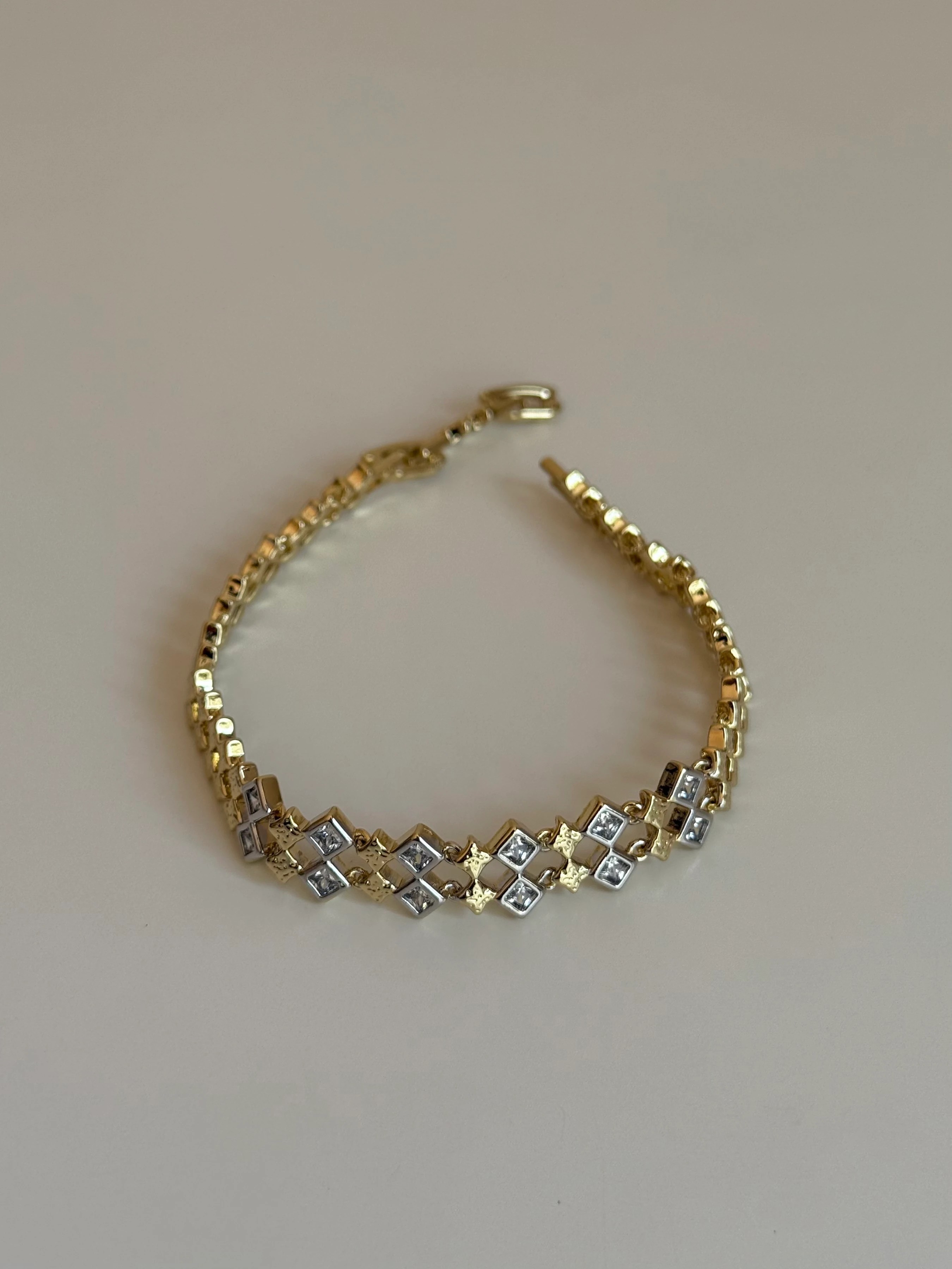 Mix Renk Kare Zirkon Taşlı İki Sıra Xupıng Kadın Bileklik