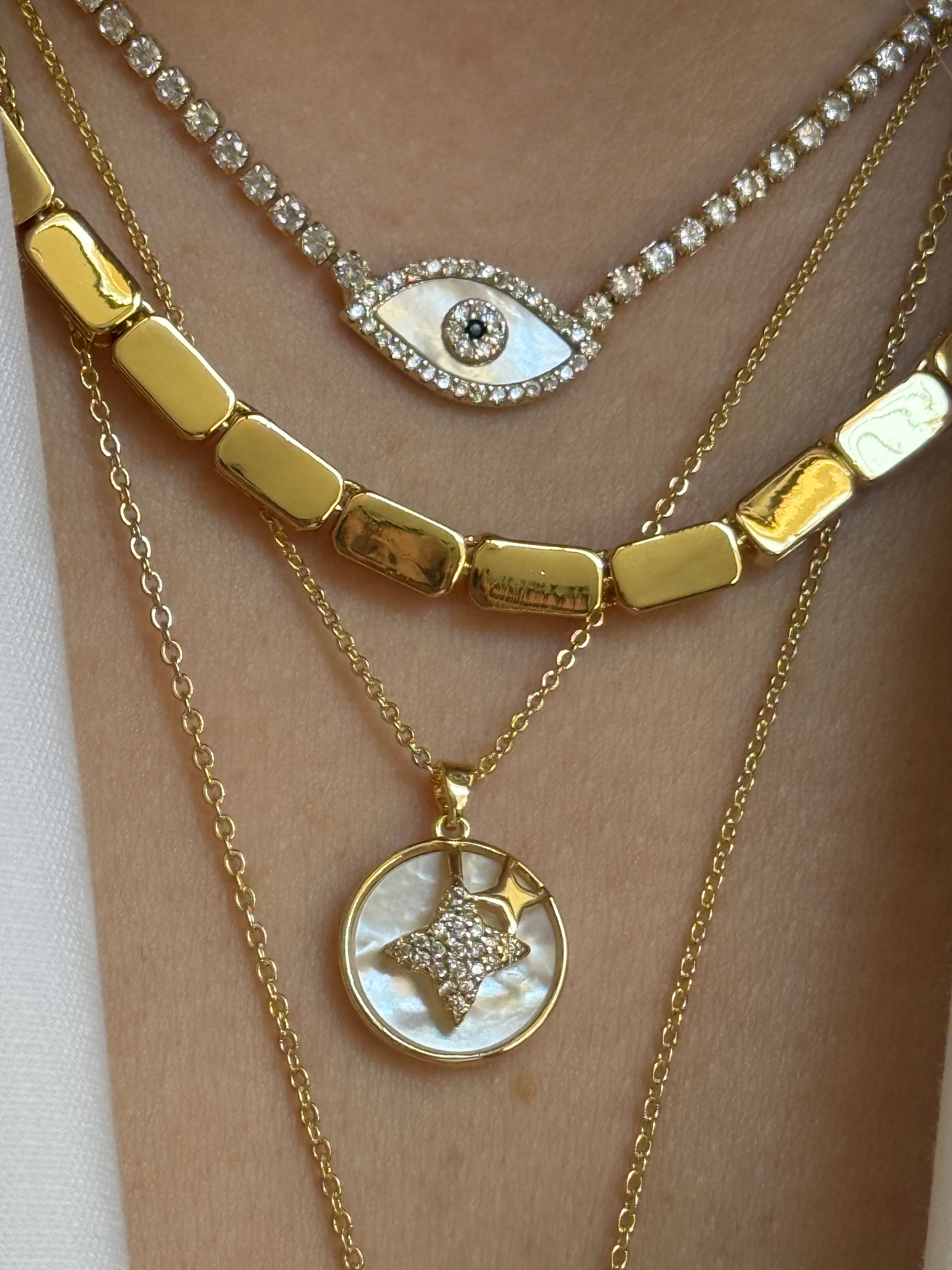 Gold Rengi Sıralı Dikdörtgen Model Kadın Kolye