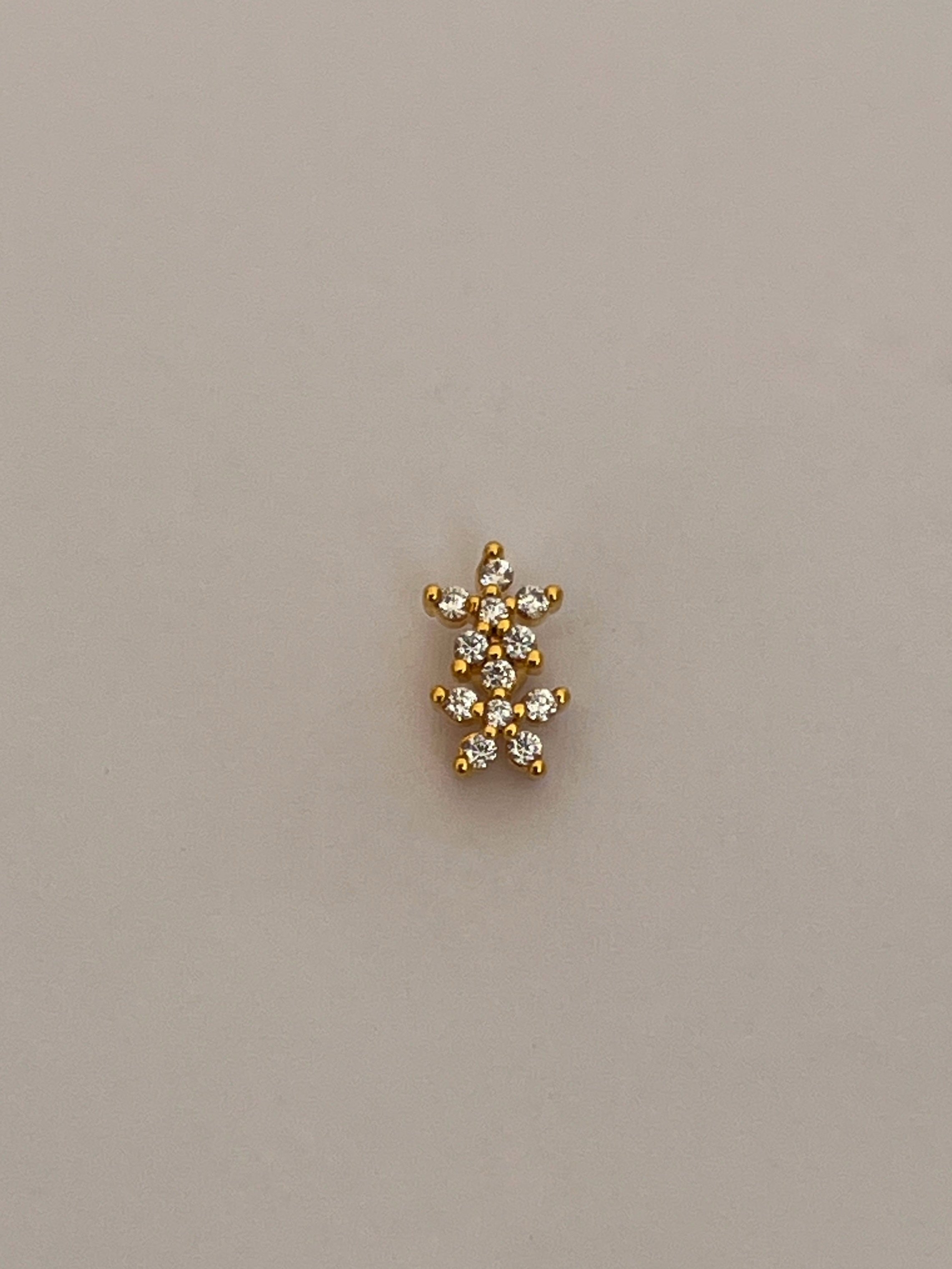 Zirkon Taşlı İkili Çiçek Figürlü Kadın Piercing