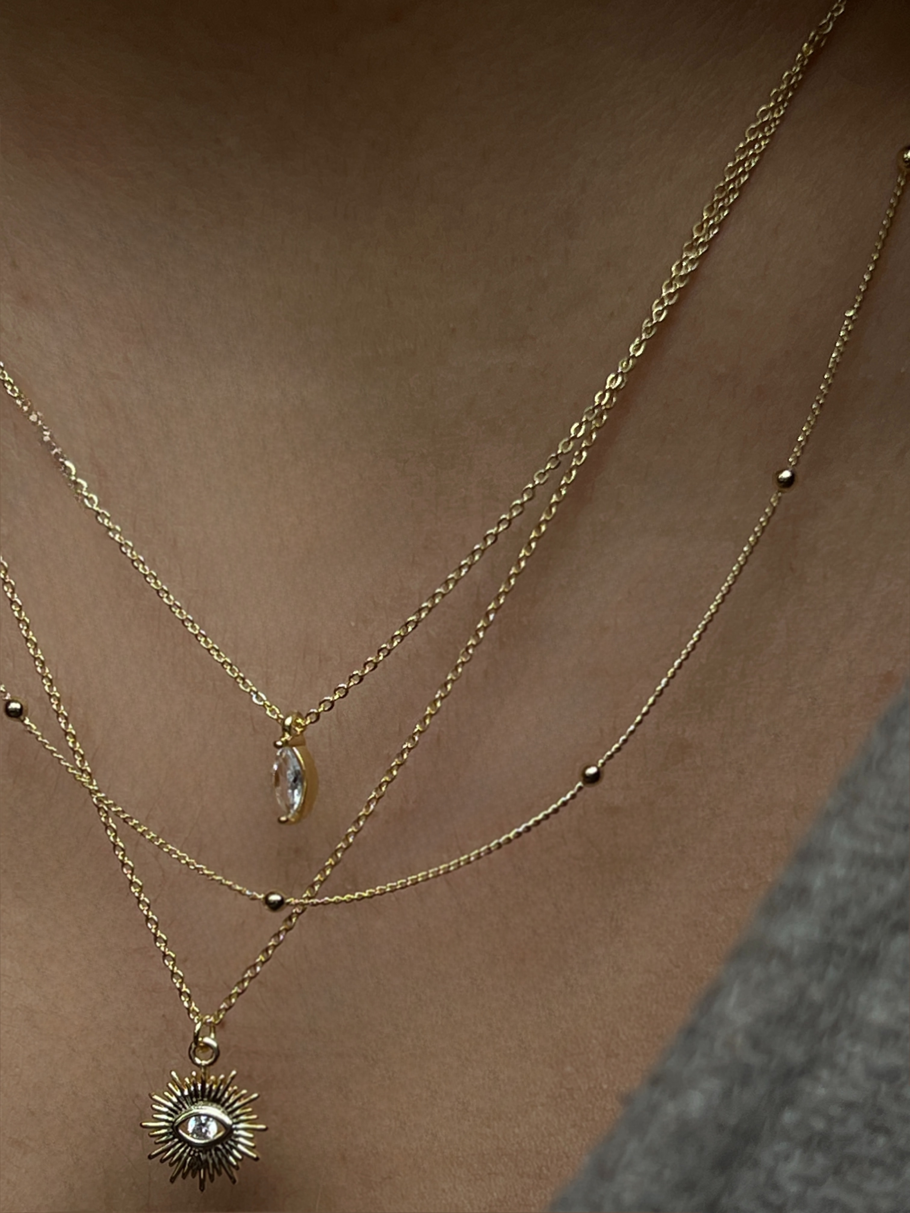 Gold Rengi Top Top Zincir Model Xupıng Kadın Kolye
