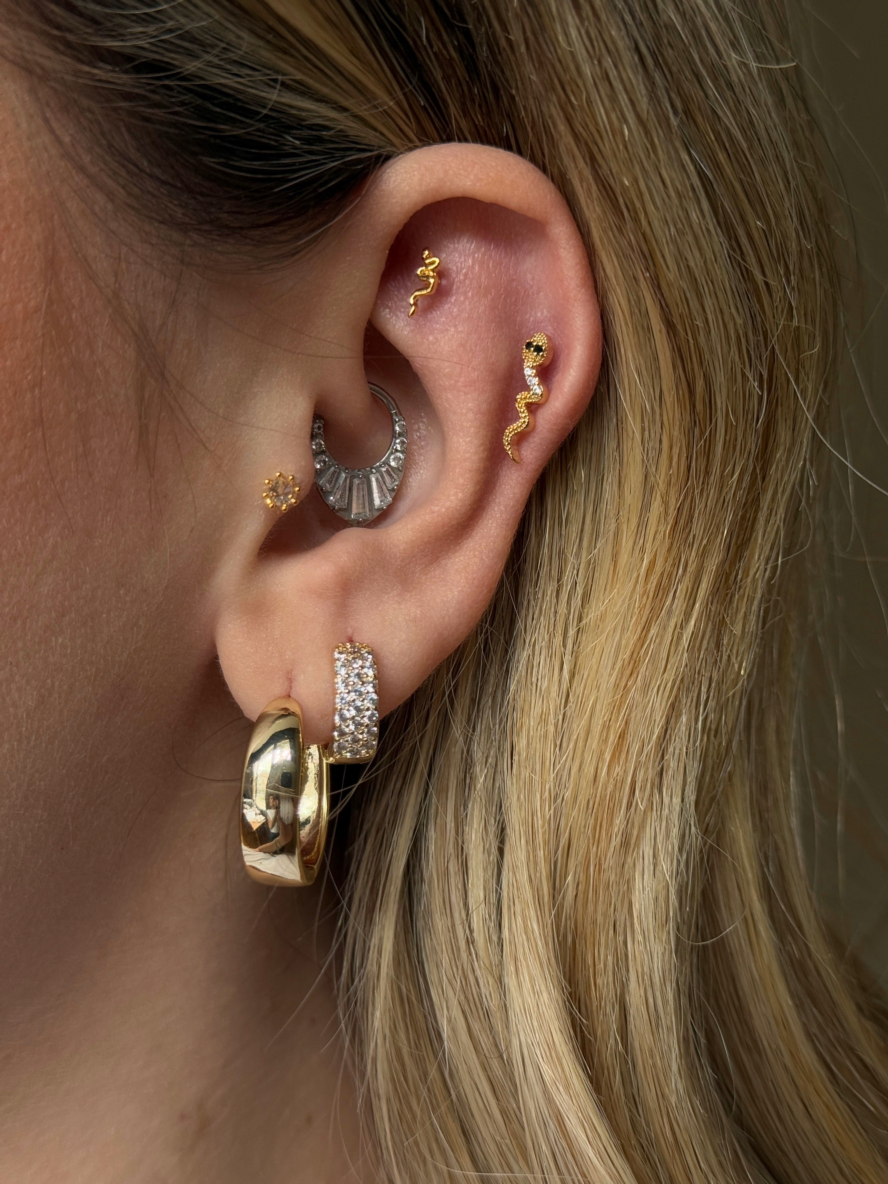 Zirkon Taşlı Gold Rengi Piercing