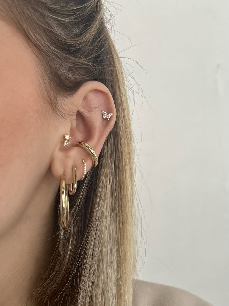 Zirkon Taşlı Gold Rengi Yıldız Piercing