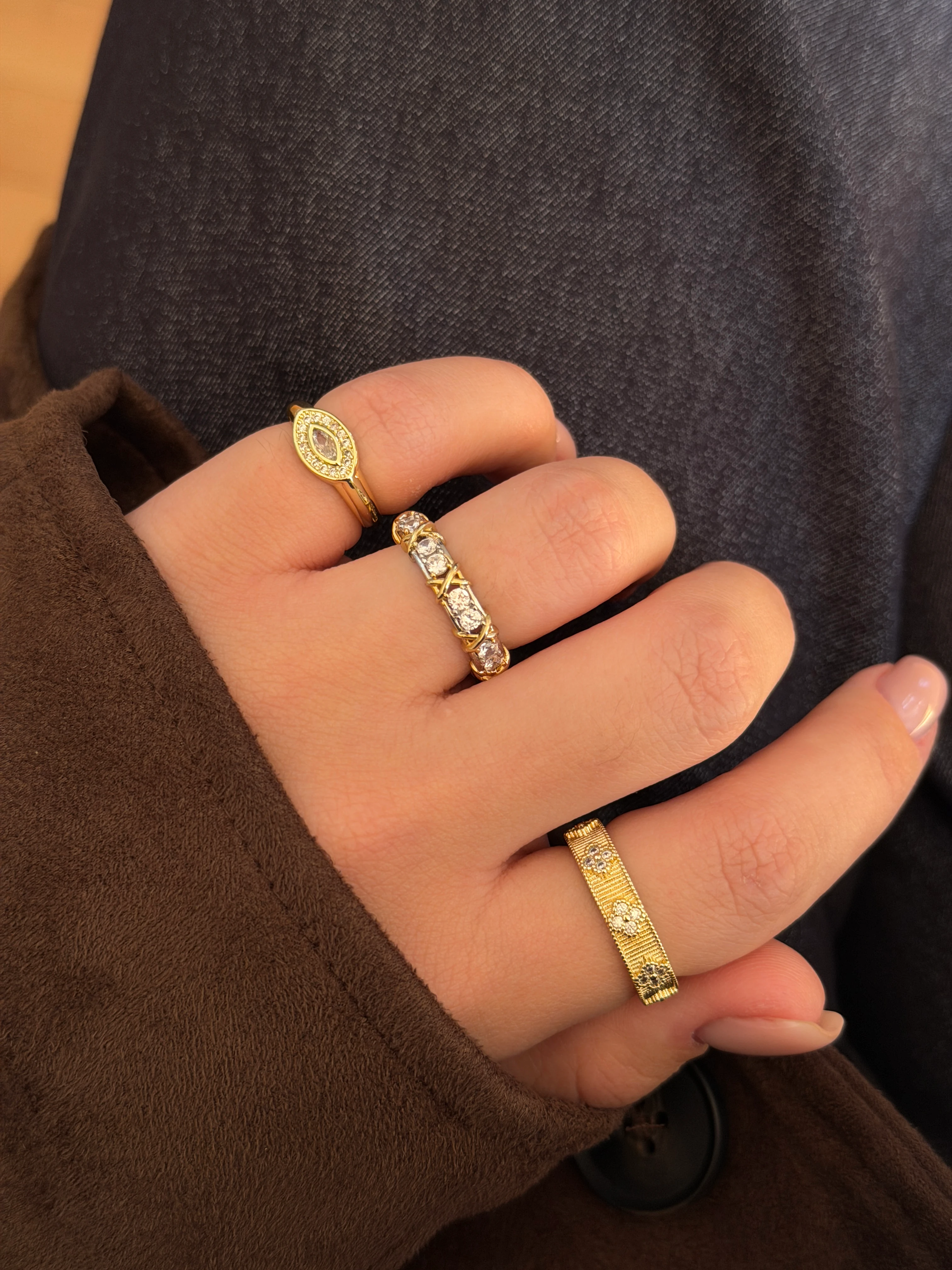 Zirkon Taşlı Göz Model Kadın Serçe Parmak Yüzük