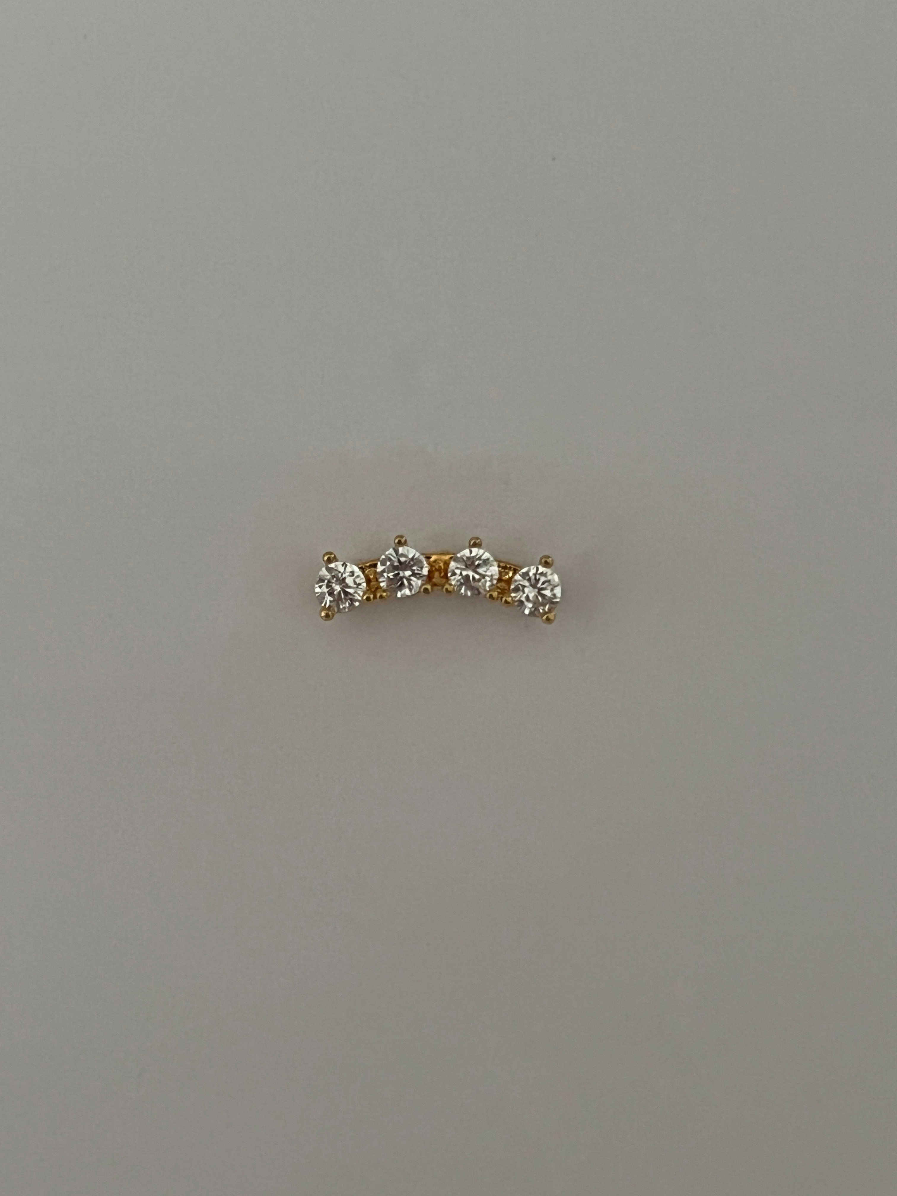 Gold Rengi Sıralı Yuvarlak Zirkon Taşlı Kadın Piercing