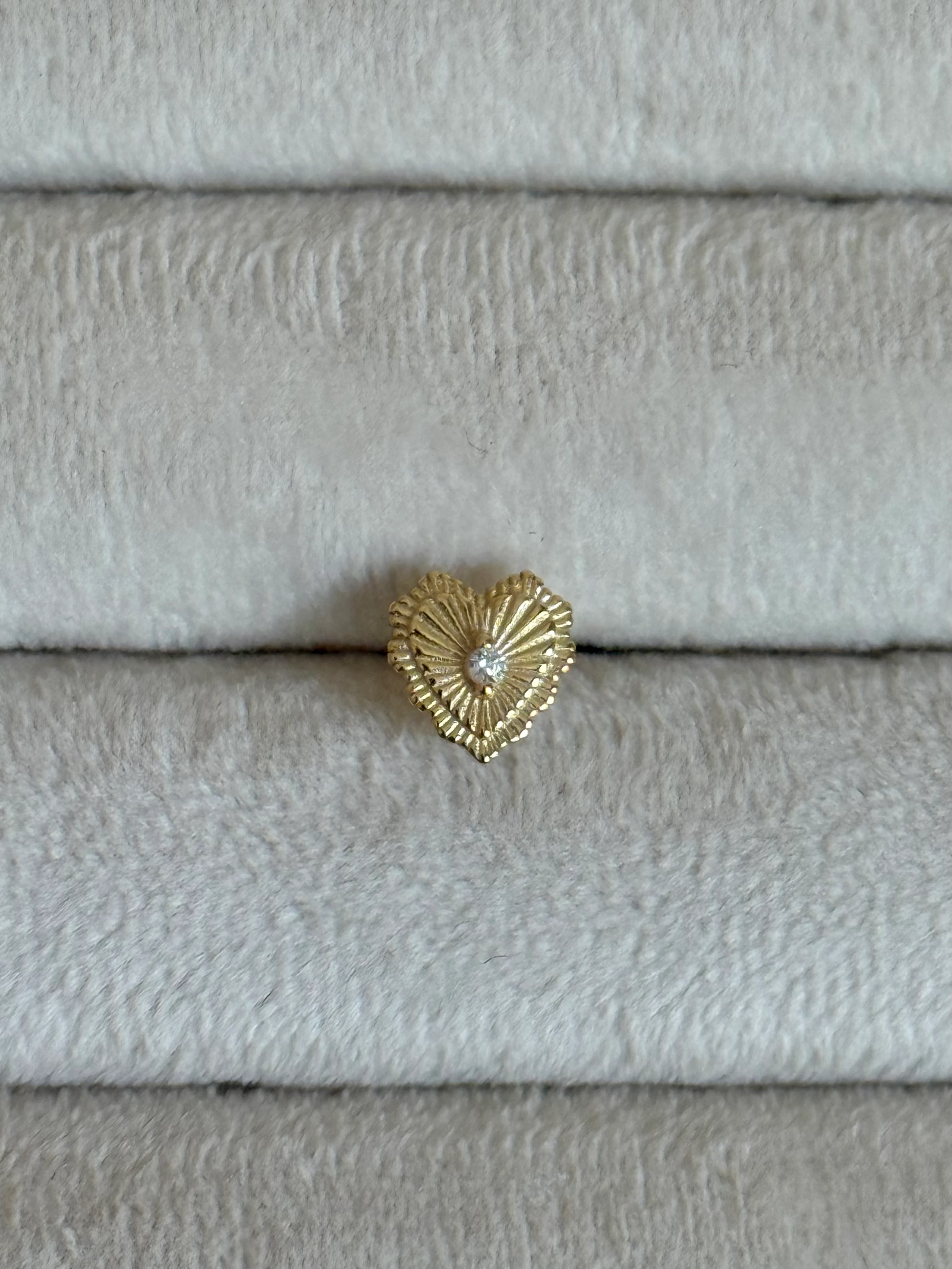 Gold Rengi 925 Ayar Gümüş Kalp Piercing