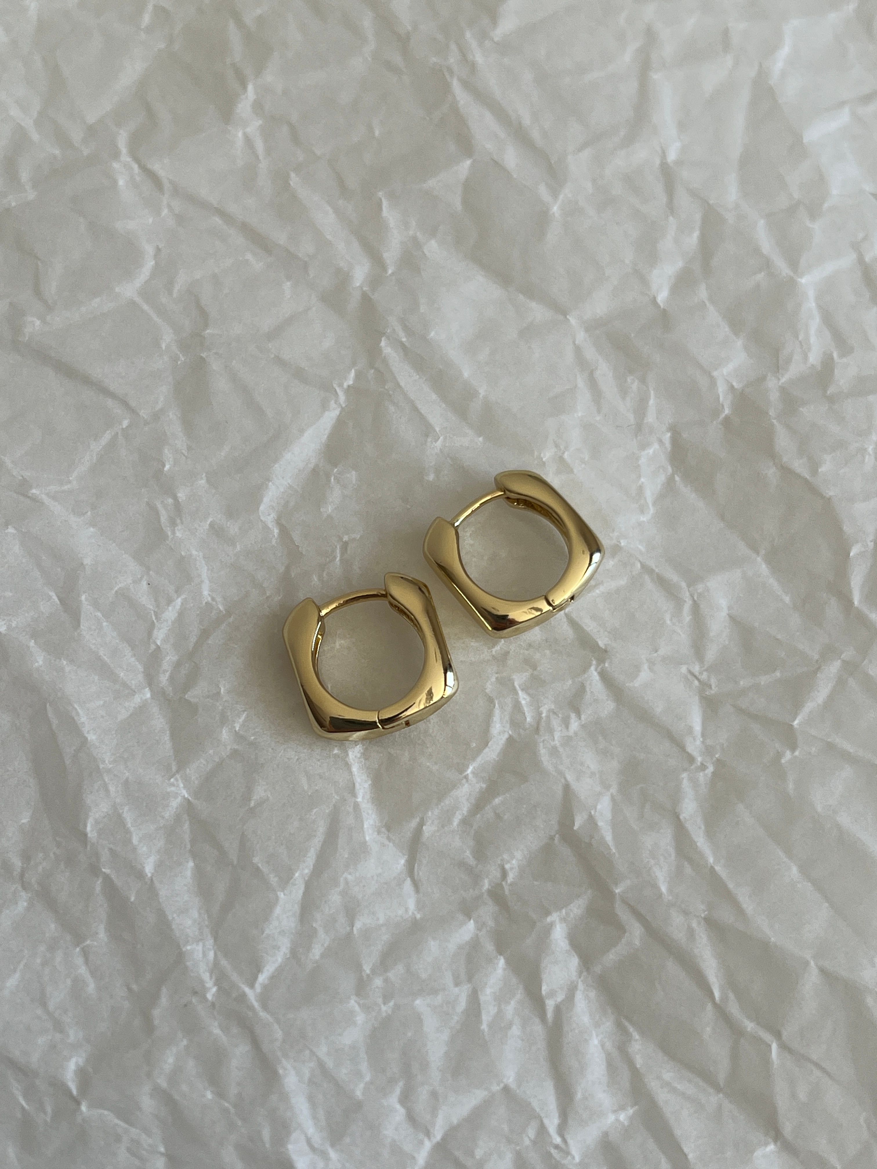 Gold Rengi Kare Xupıng Kadın Küpe