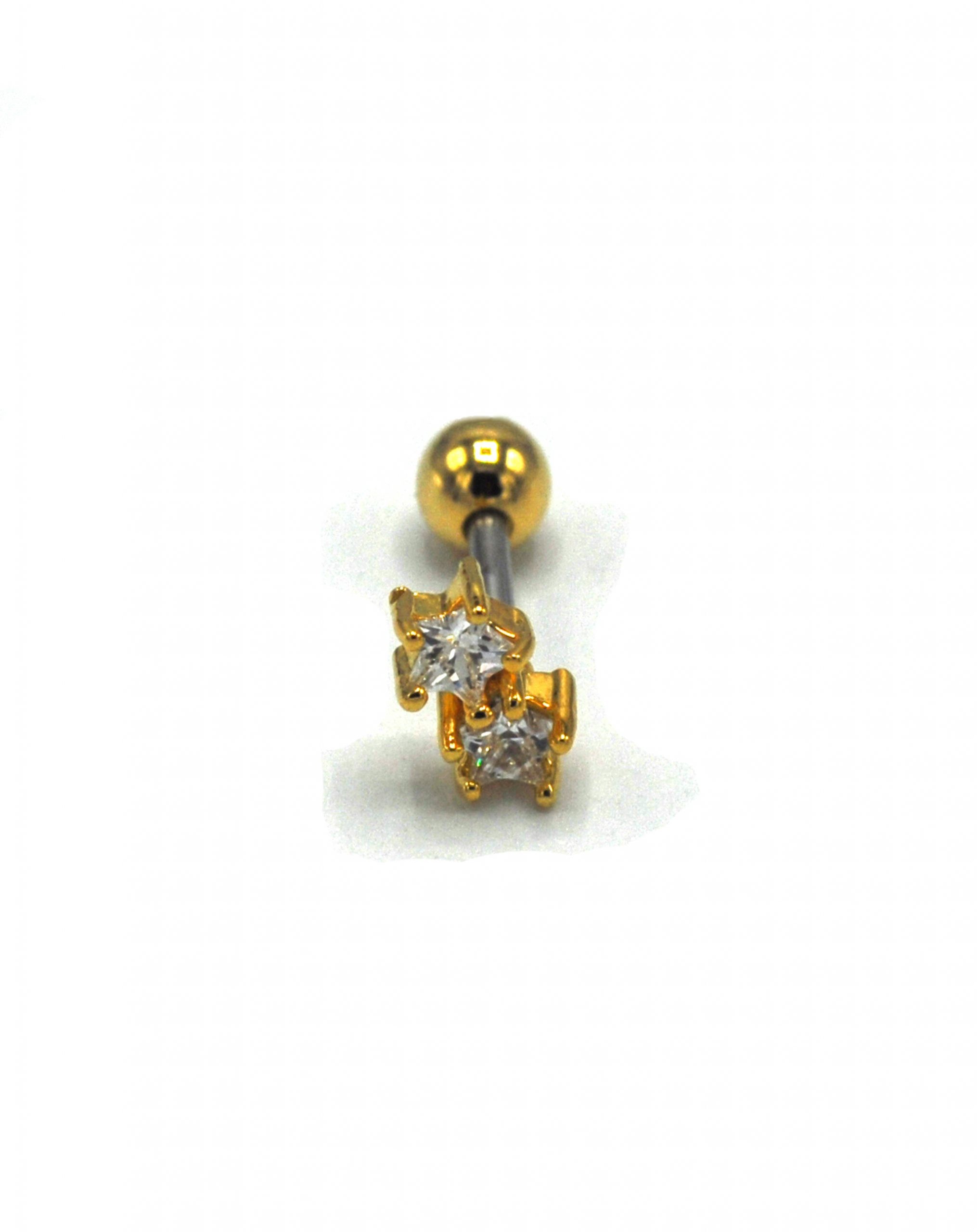 Zirkon Taşlı Gold Rengi Yıldız Piercing