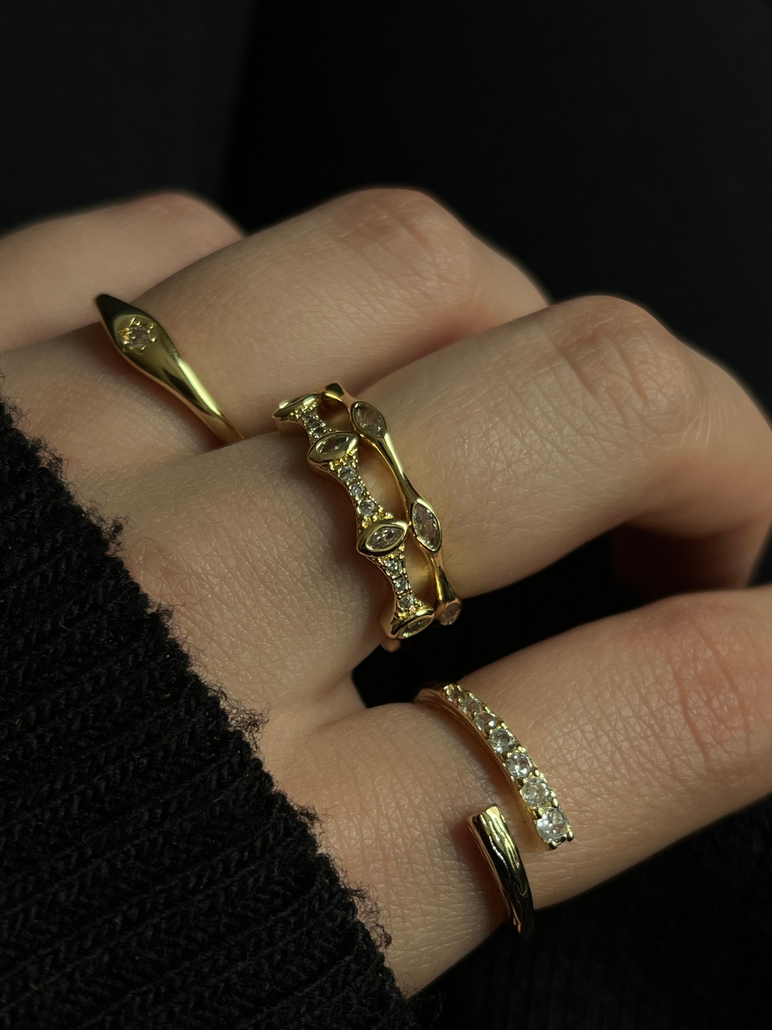 Gold Rengi Zirkon Taşlı Göz Model Kadın Yüzük