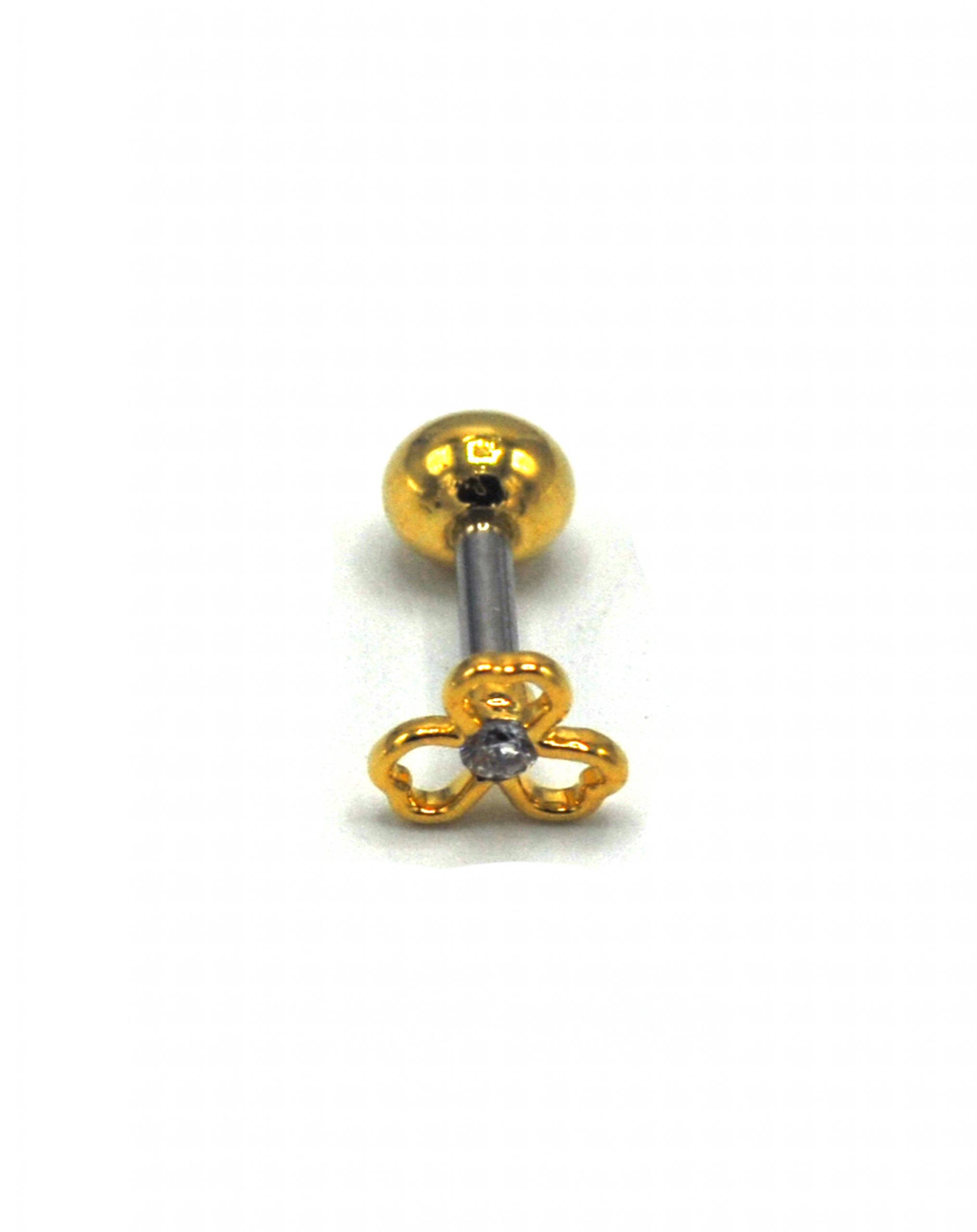 Zirkon Taşlı Gold Rengi Çiçek Piercing